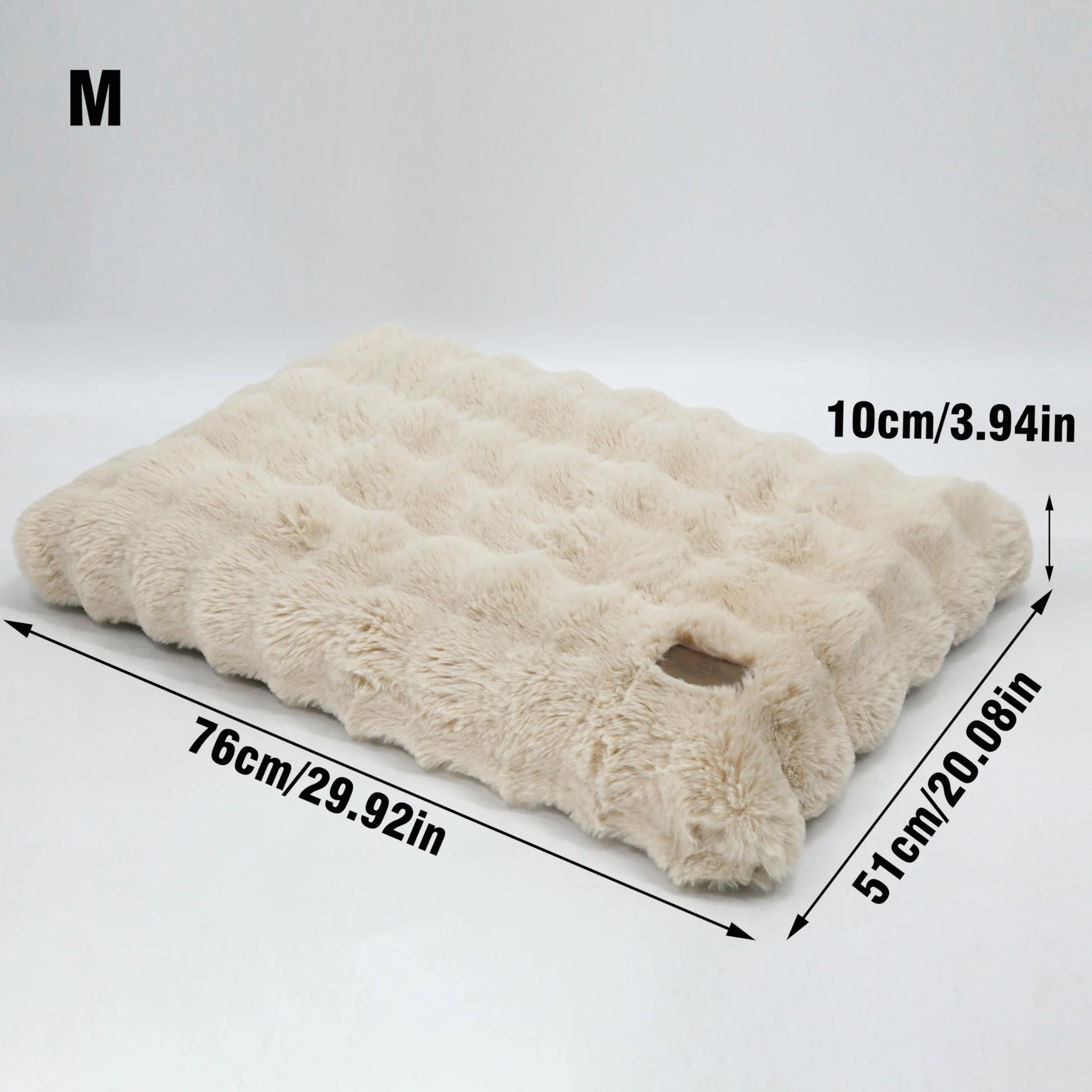 BingoPaw Cama para Perros Medianos 76x51x10cm, Cama Perro Lavable Colchón para Perro Impermeable Funda Peluda Removible y Base Antideslizante para Perros Medianos, Beige