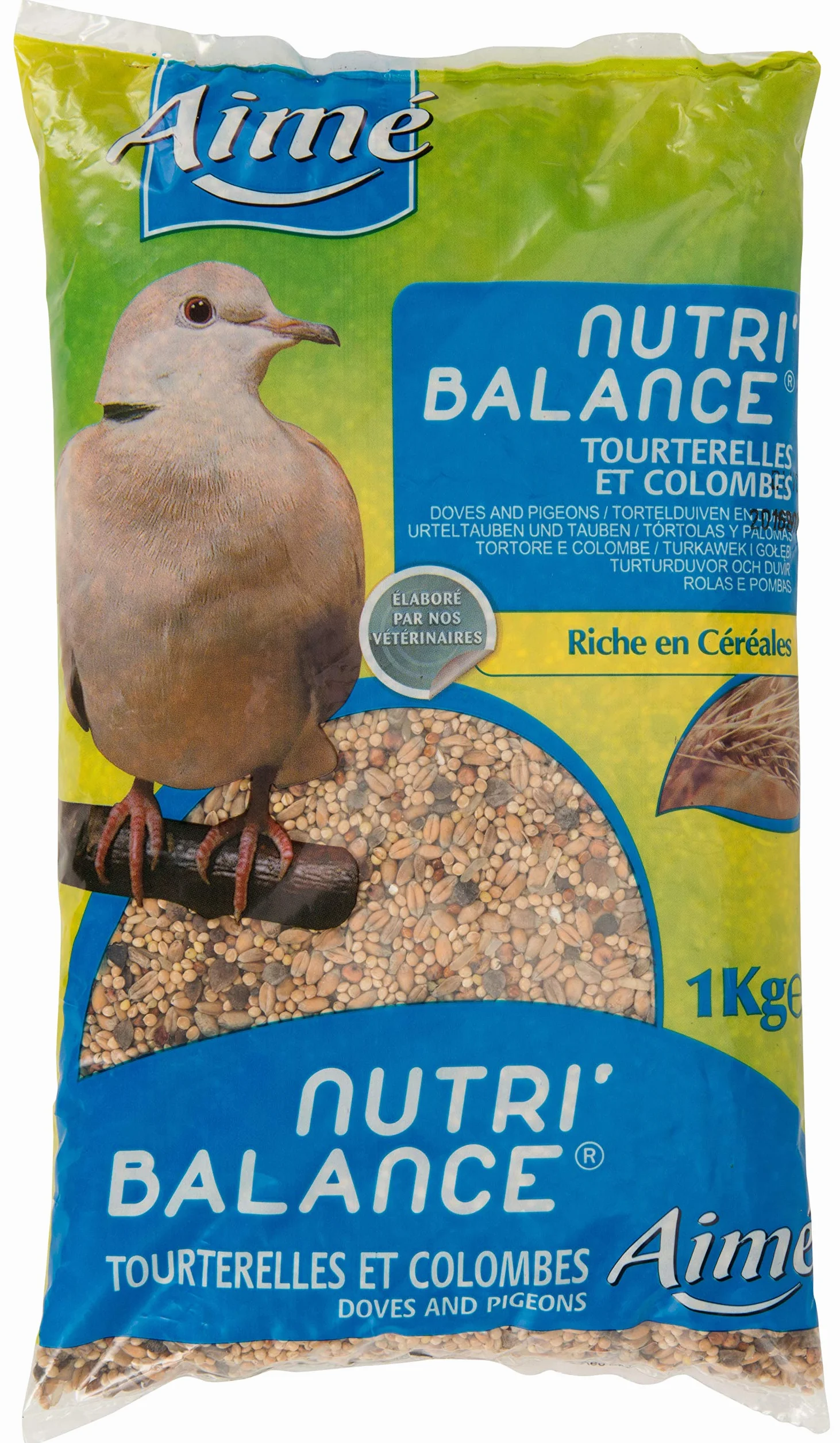 Alimentos para tórtolas y Palomas, NUTRI'BALANCE Comida para tórtolas y Palomas, Bolsa de 1 kg