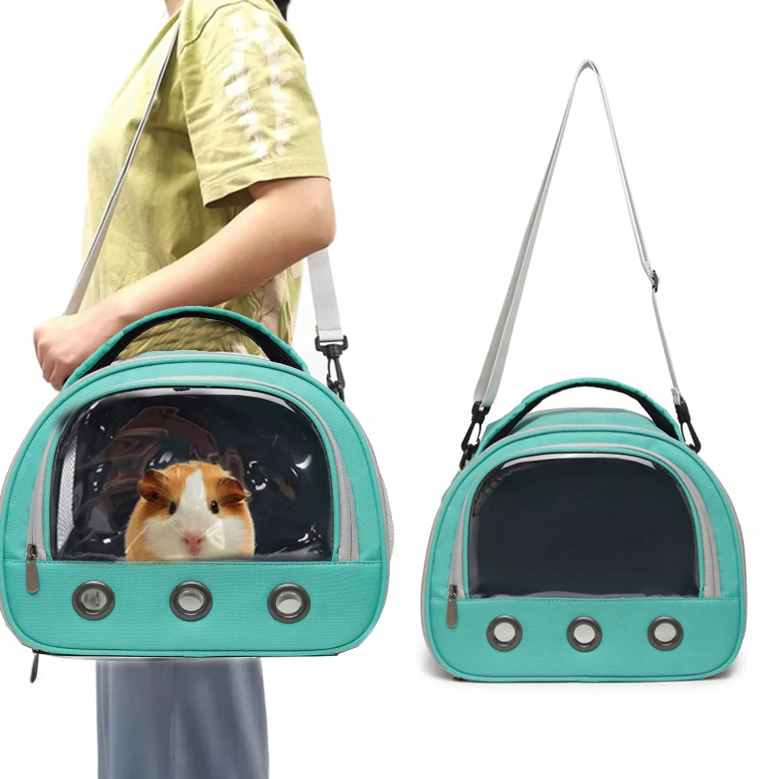 SOONHUA Bolsa de Transporte de Animales pequeños,Bolsa de Viaje saliente para Mascotas,Portador de Conejillos de Indias portátil con Ventana Transparente y Malla Transpirable para Indias Ardilla