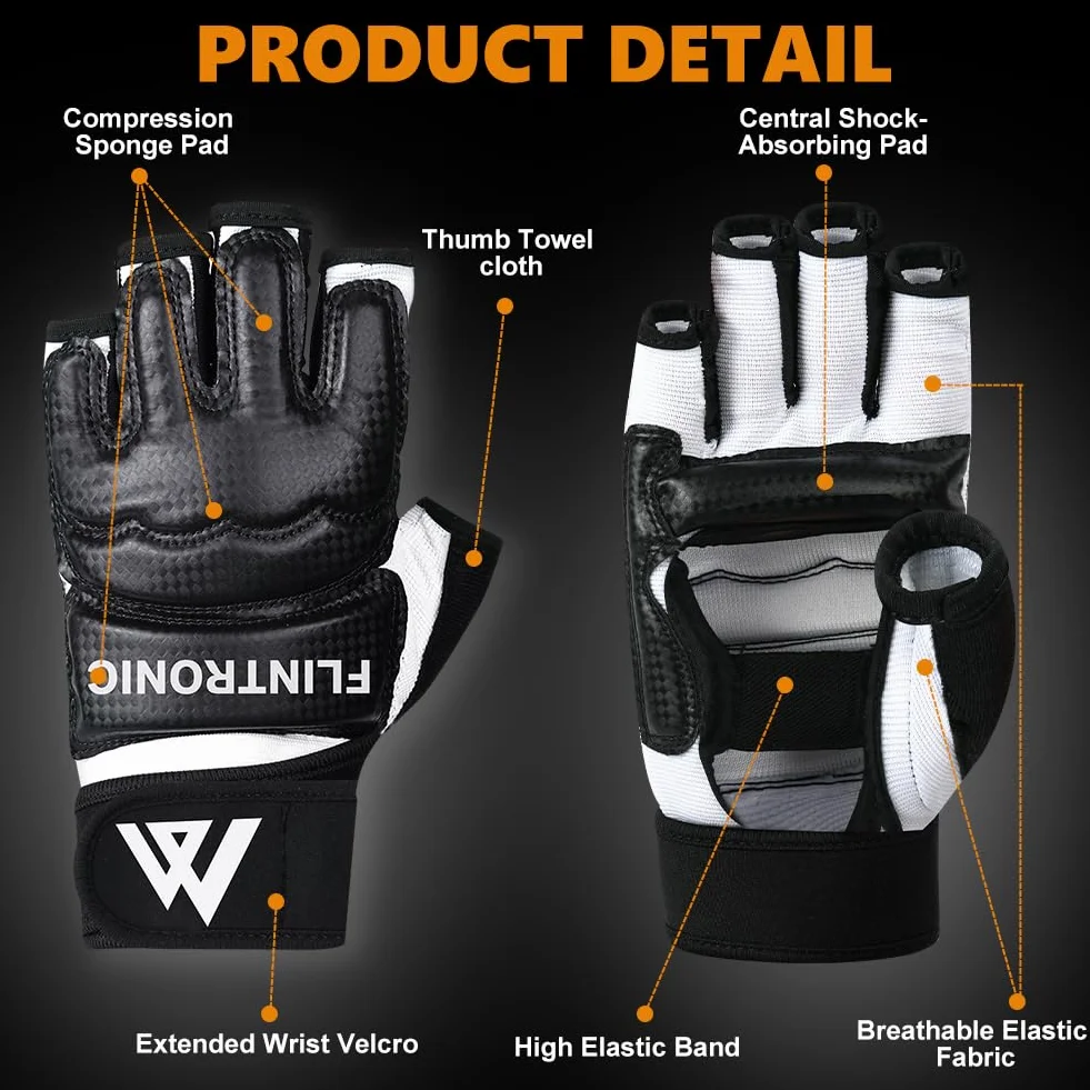 Flintronic Guantes MMA Entrenamiento Cuero Grappling Ventilada Palma para Muay Thai Kick Boxing