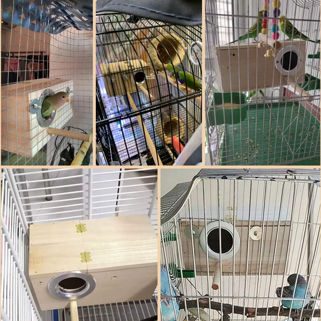 PINVNBY Caja nido para periquitos, casa de pájaros, caja de cría de madera, caja de apareamiento para loros, periquitos, pinzones, cacatúas, canarios y pájaros de tamaño mediano (S)