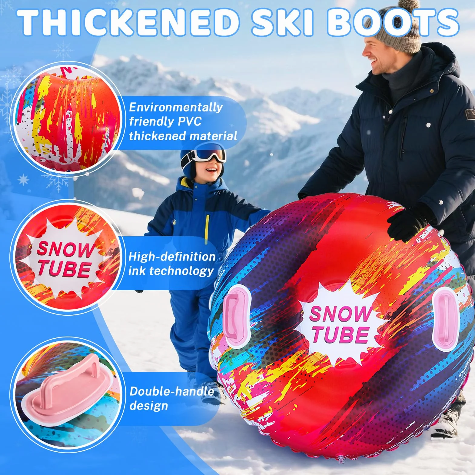 Colchoneta Nieve Fancysky Trineo Inflable 80x80 cm Tobogán Nieve Invernal