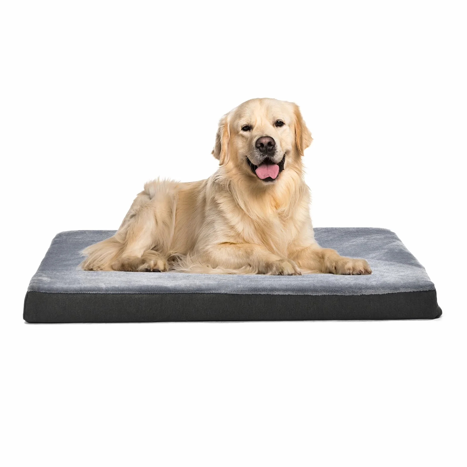 Amazon Basics Colchón grande para perros y mascotas, espuma viscoelástica de gel para soporte, funda extraíble y lavable, gris, 89 x 56 x 8 cm (L x W x H)