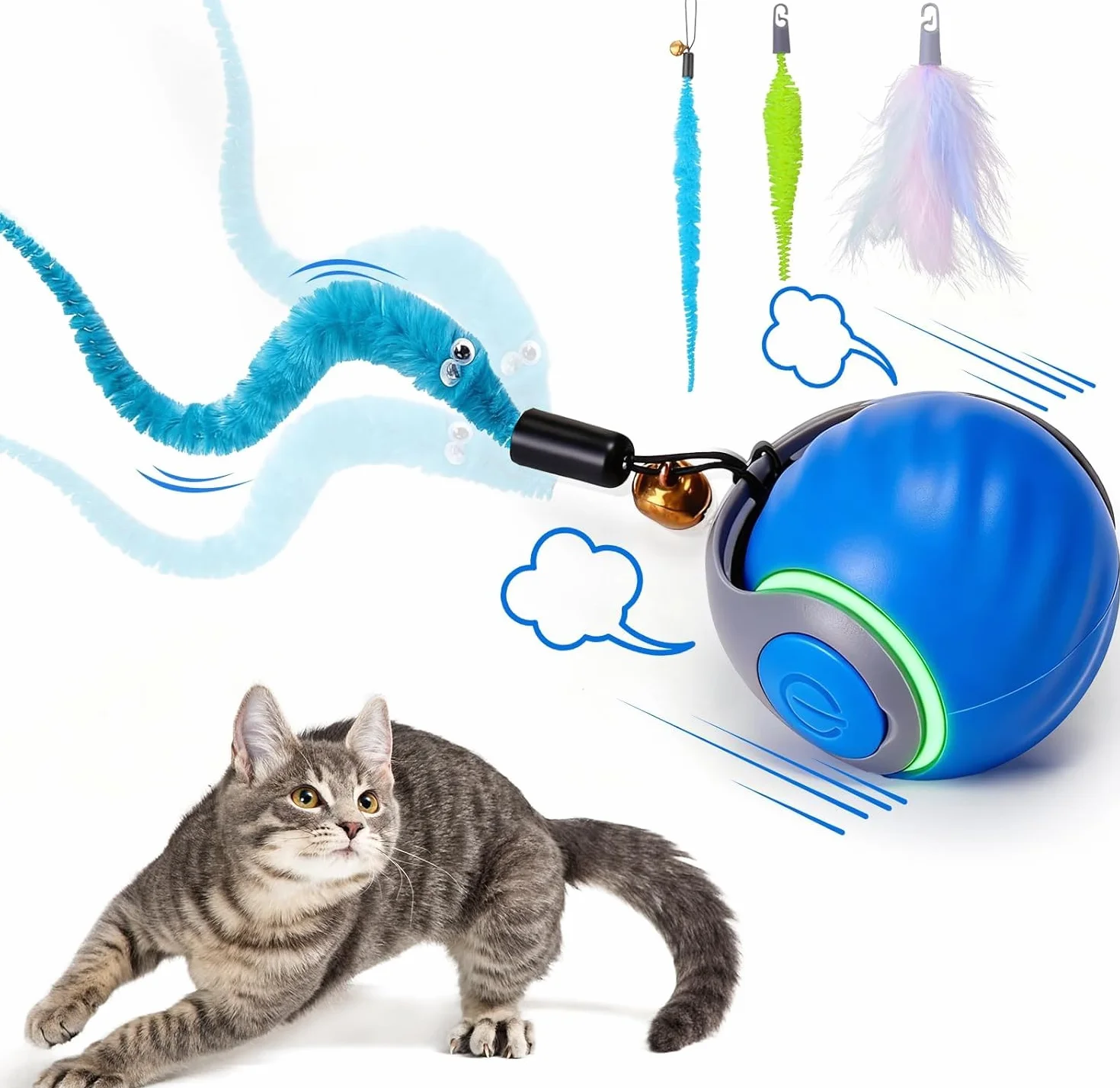 Doggie Juguete Gato 2 Velocidades - Juguete Interactivo Gato y Pelota Interactiva para Gatos - Juguetes para Gatos Innovadores - Cat Toy para Ejercicio y Diversión