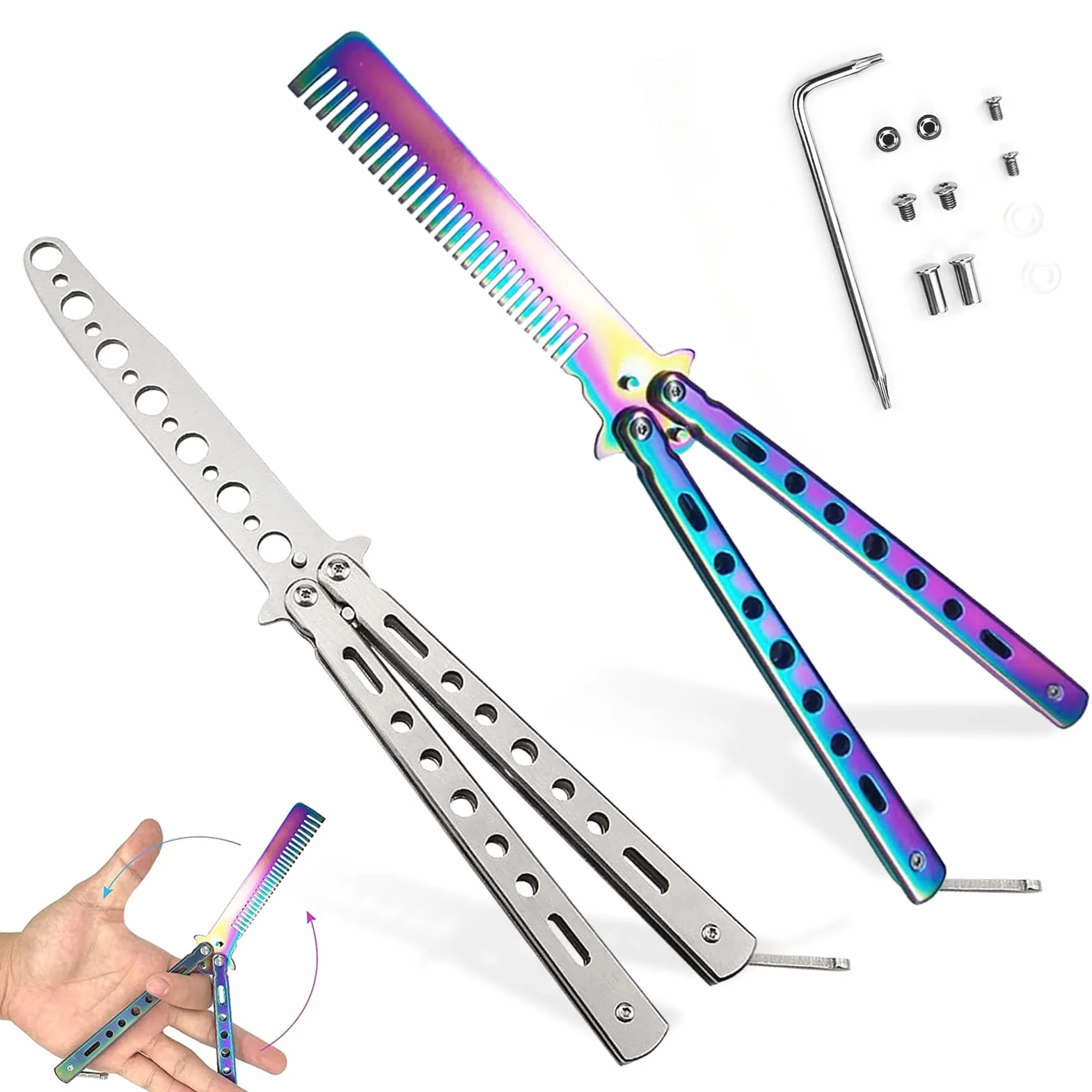 Navaja mariposa, Butterfly Knife Entrenador de mariposas Herramienta de Cuchillo de Entrenador mariposa peine para entrenamiento