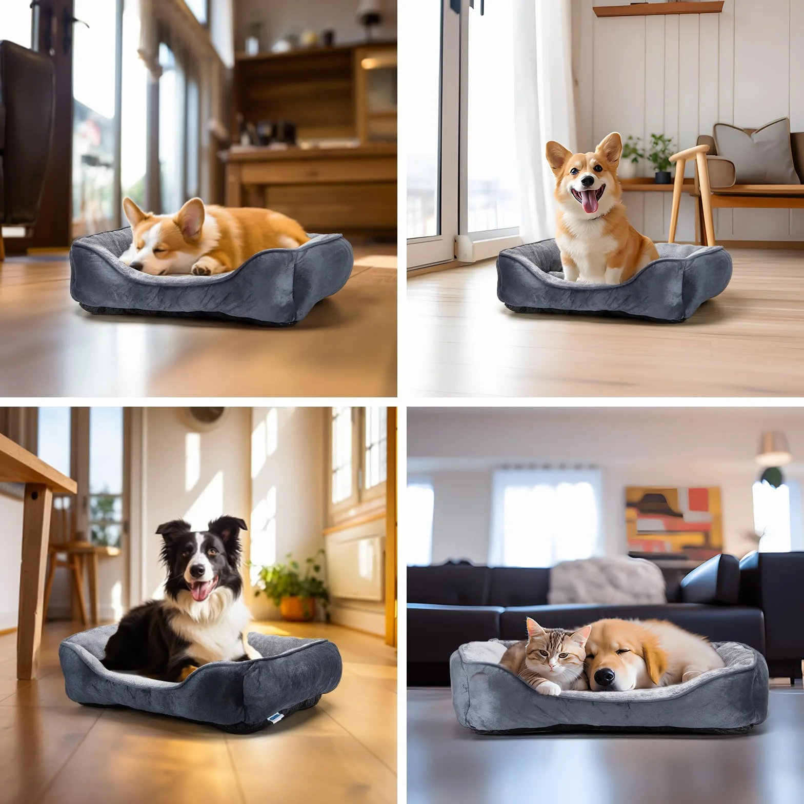 Nobleza Cama Perro Lavable, Cama para Perros Medianos Antideslizantes con Relleno de Fibras Super Suave, 67x57cm