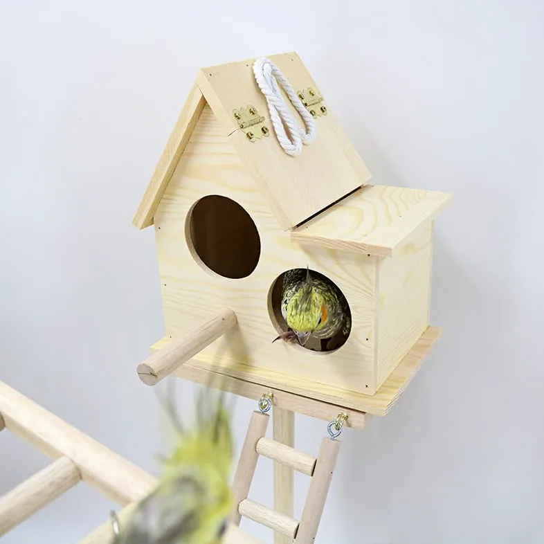 Puesto de pájaros Soporte de Juego Loros con casa pájaros, Soporte, Escalera Perca, Juguete, Columpio for, Parque Infantil