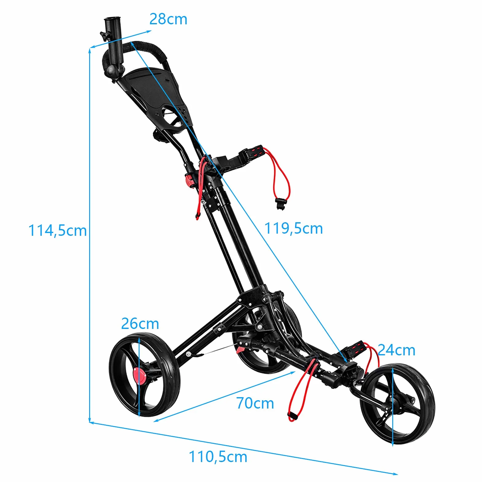 GOPLUS Wózek Golfowy Składany 3 Koła z Szybkim Mechanizmem Składania