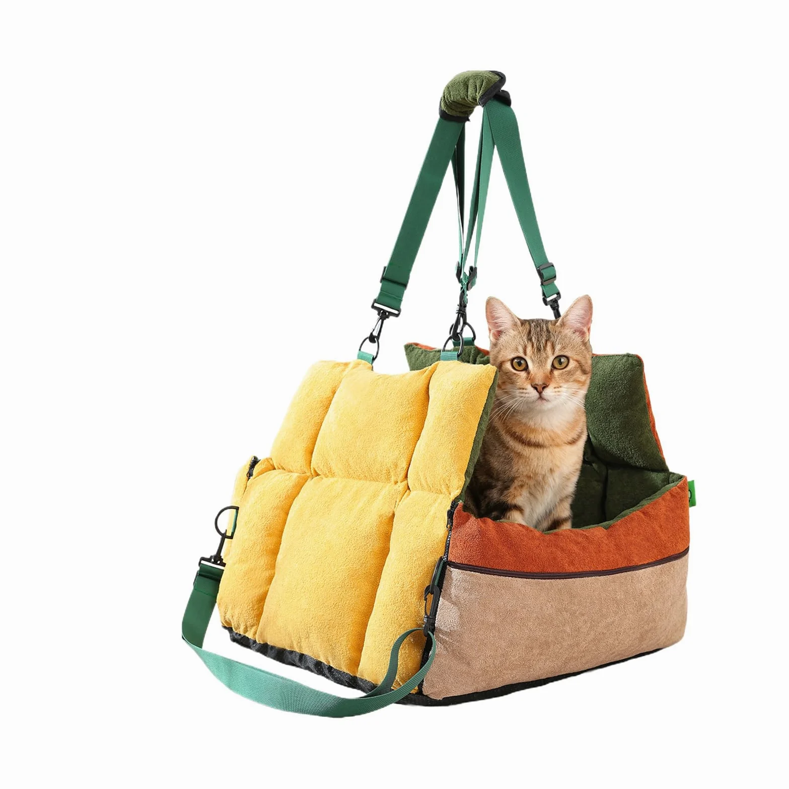 Asiento De Coche Del Perro Con Bolsillos Y Cinturón De Seguridad Suave Cama 2 En 1 | Asiento De Coche Para Viajes SUV Asiento Delantero Y Trasero Viaje por Carretera Diario Viaje Cachorro Compras
