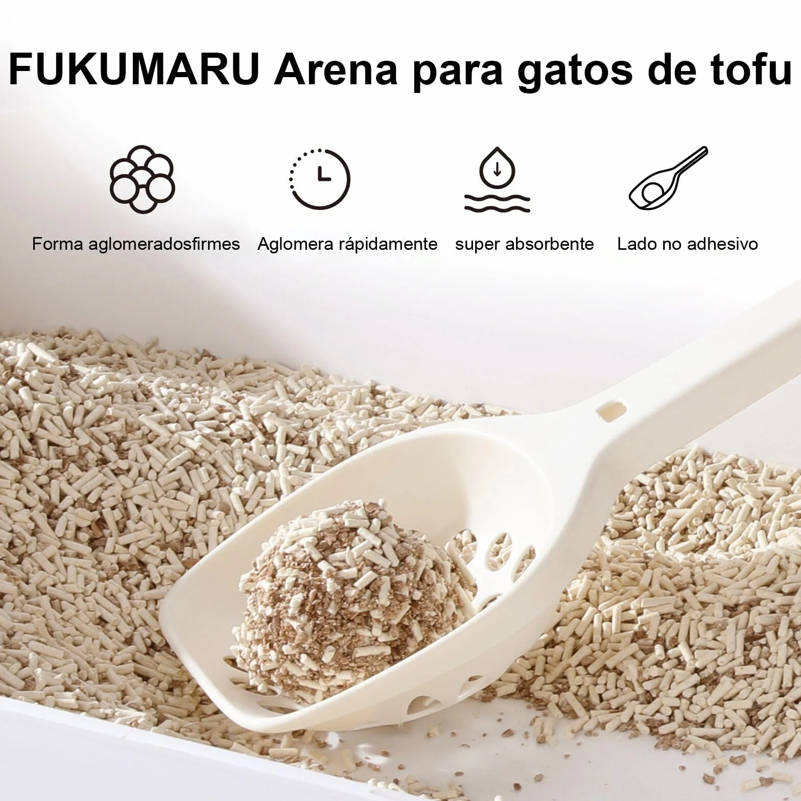FUKUMARU Arena de Tofu para Gatos 10.8kg - Arena aglomerante para Gatos, Mezcla de pellets de madera de manzana, Libre de Polvo y fácil de aglomerar, Control de olores, se Puede desechar en el Inodoro