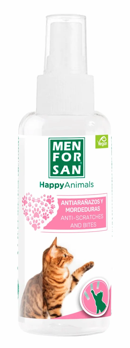 MENFORSAN Antiarañazos y antimordeduras 60ml, Producto educador Natural para Gatos