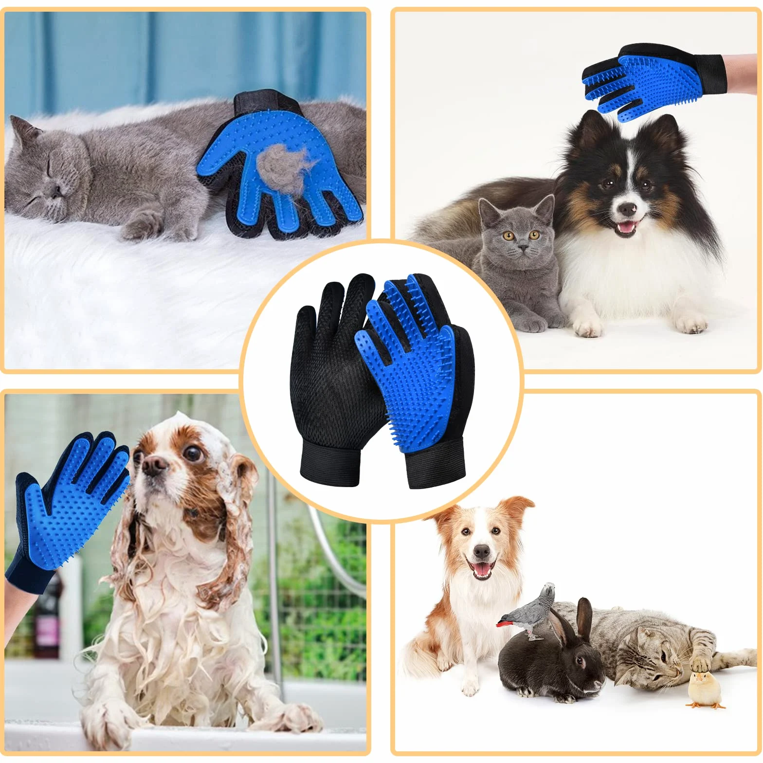 Cepillo de guante de aseo para gatos, herramienta para quitar pelo de mascotas, removedor de pelo de perro reutilizable para alfombras, muebles, sofá, ropa, ecológico y de alta eficiencia