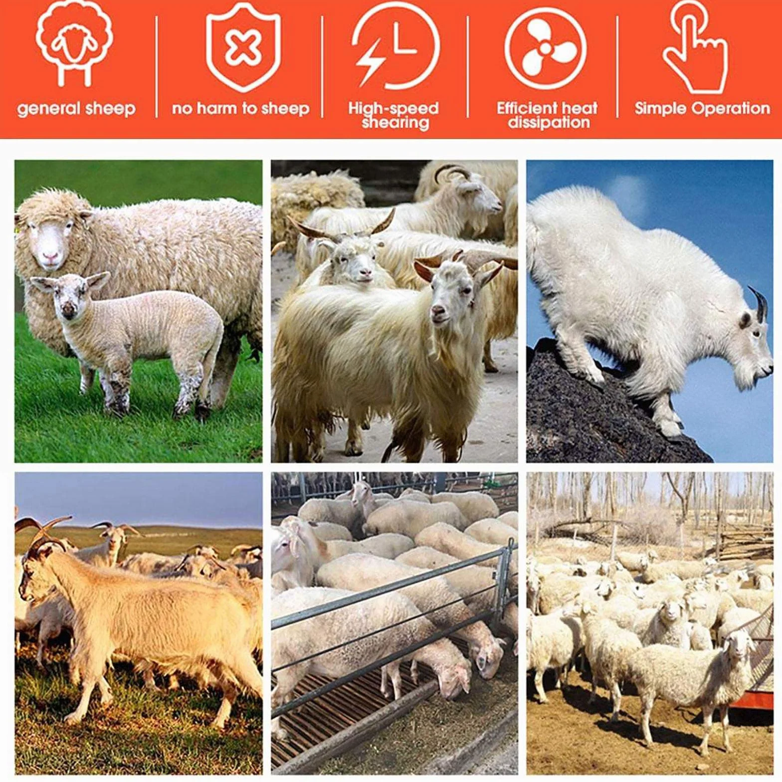 1500W Esquileo EléCtrico Ultraligero De Ovejas Y Cabras, MáQuina Cortadora De Tijeras De Granja, Cortadora De Lana, MáQuina De Corte De Tijera, Se Puede Colgar, con Caja