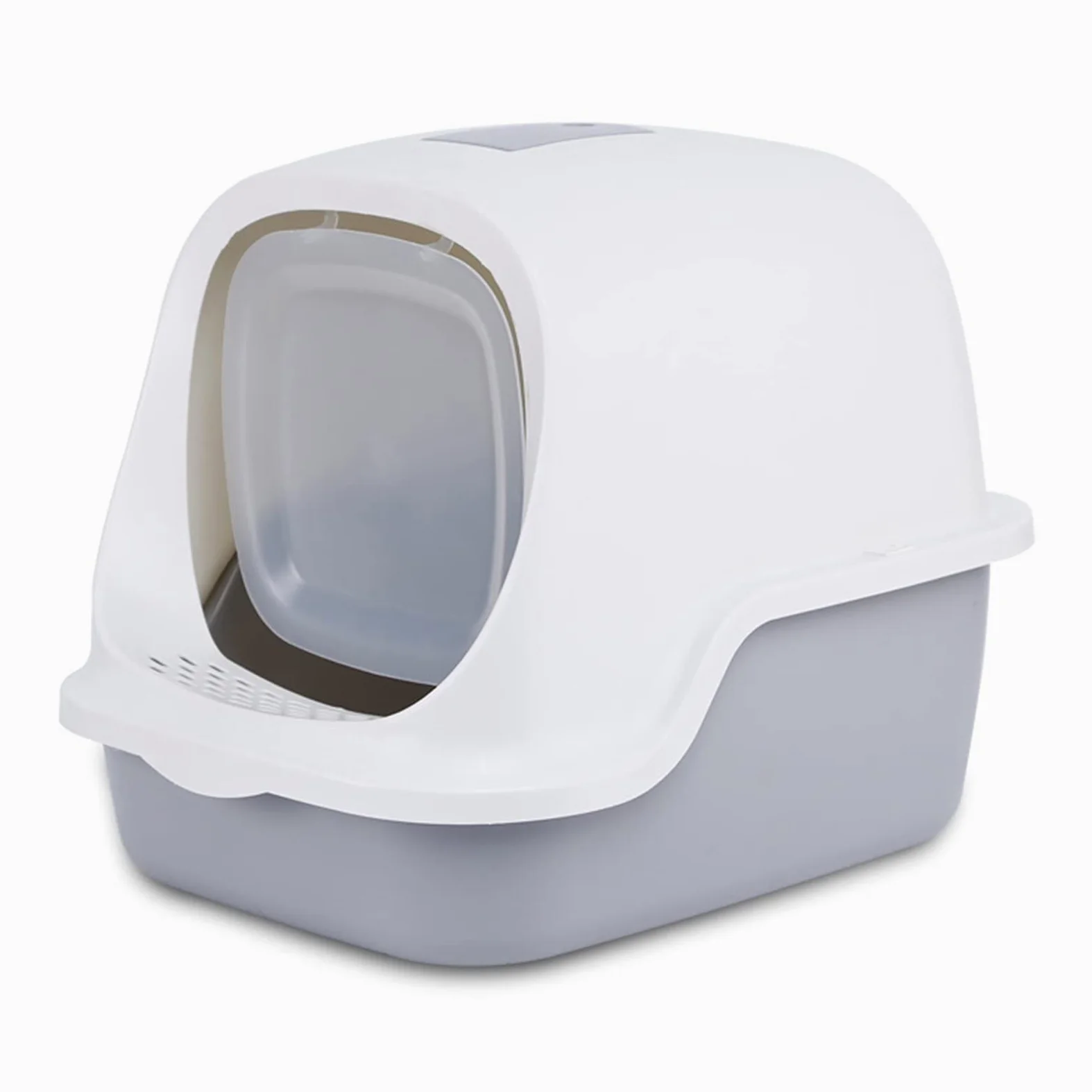 Cajas de Arena Caja de arena de gato Aseo de gato cerrado grande con cubierta de puerta transparente Caja de basura a prueba de salpicaduras Suministros para mascotas Arenero ​Gatos ( Color : Gray )