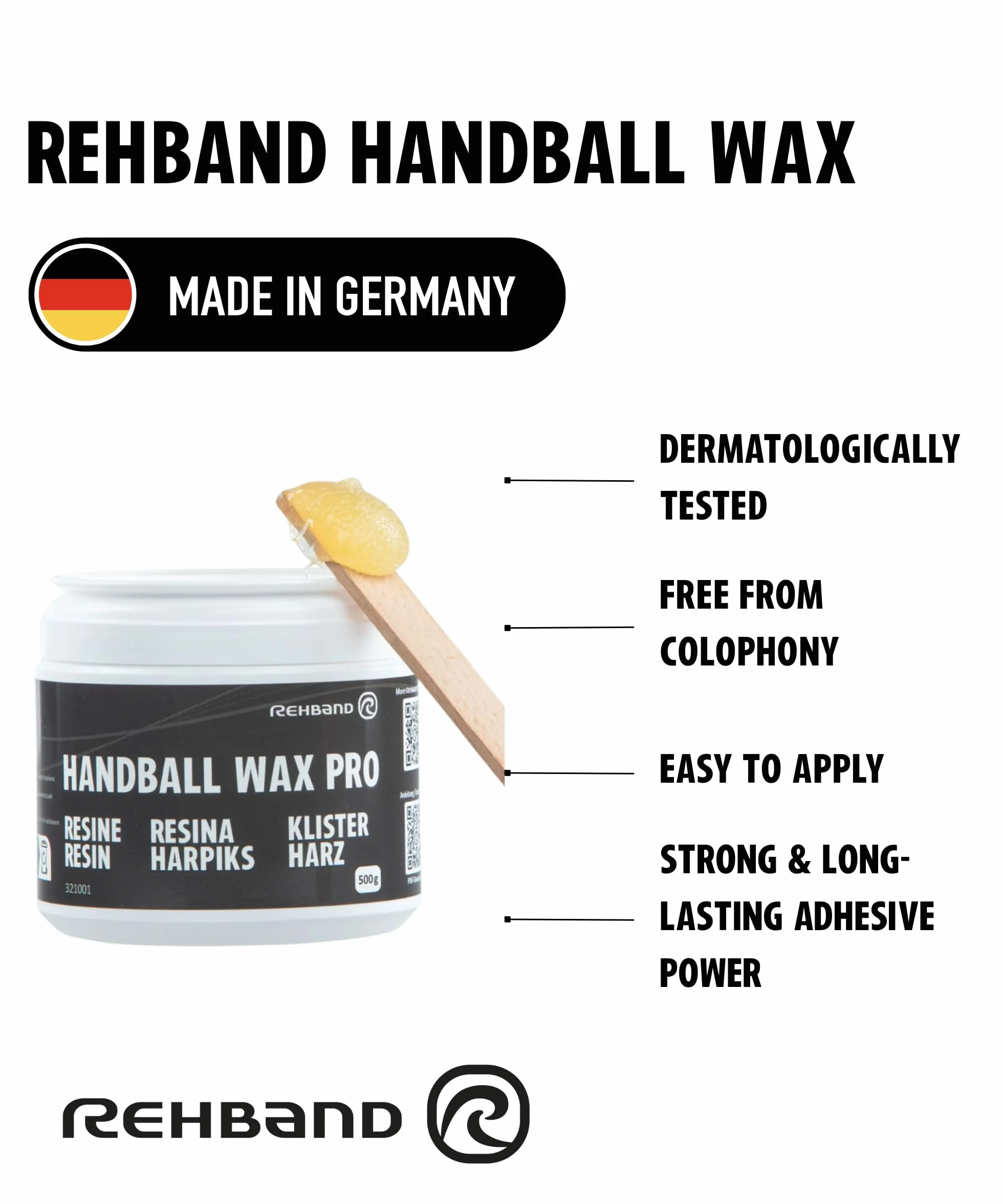 Rehband Resina Natural para Balonmano, adherencia Fuerte y Duradera, Probada Dermatológicamente