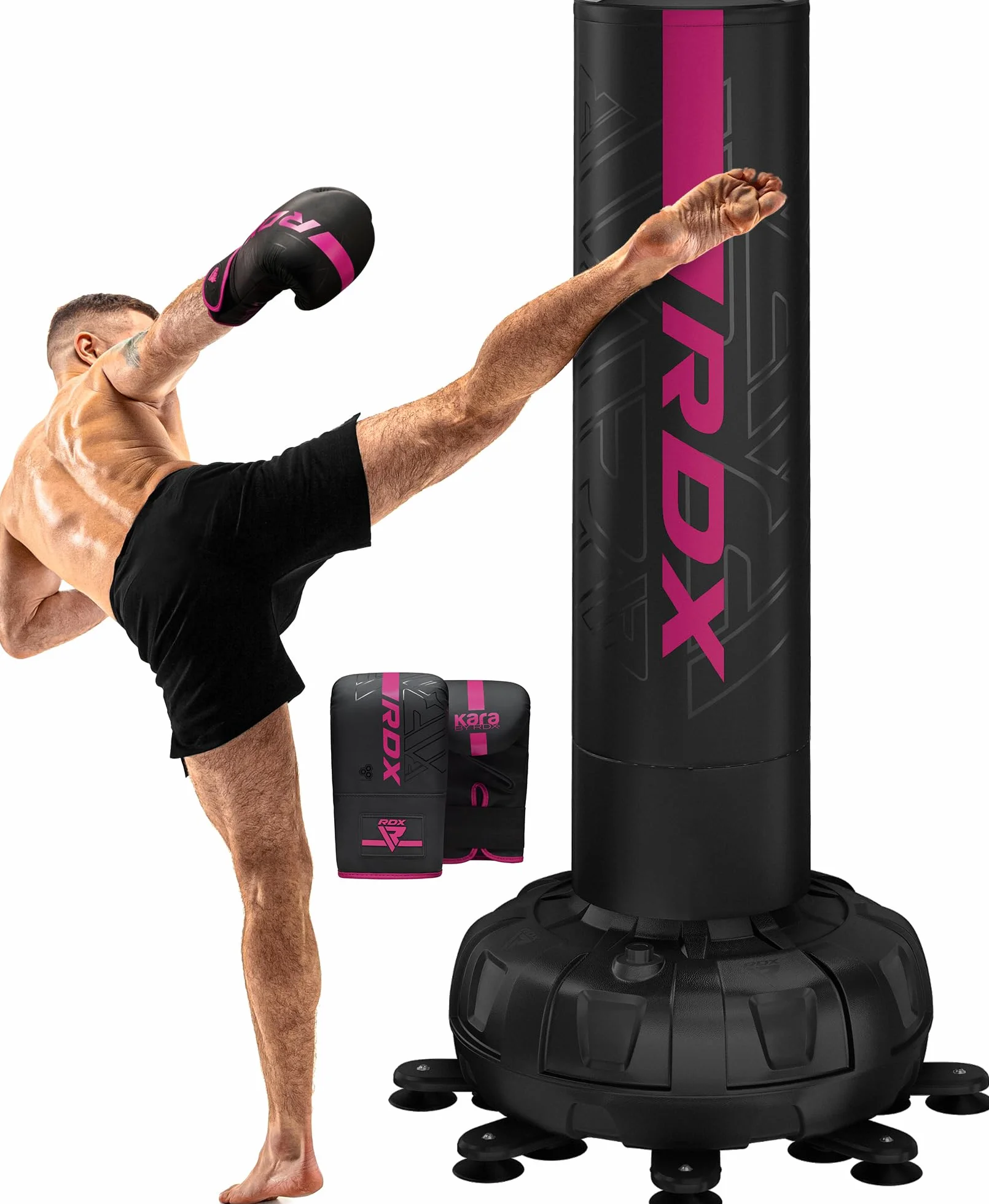 RDX Saco de Boxeo Pie XXL 150KG 6FT Puñetazos Guantes para Artes Marciales Mixtas, Pesado Adultos, Equipo Entrenamiento Gimnasio Casa, 17 Ventosas Bolsa Fitness MMA