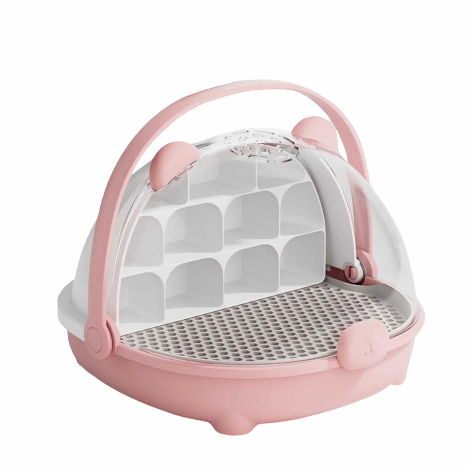 Caja de Crecimiento de Gusanos de Seda, cápsula Espacial para la cría de Gusanos de Seda, Tanque de Reptiles, Jaula de hábitat Animal,Caja de alimentación Transparente portátil con asa (Rosa)