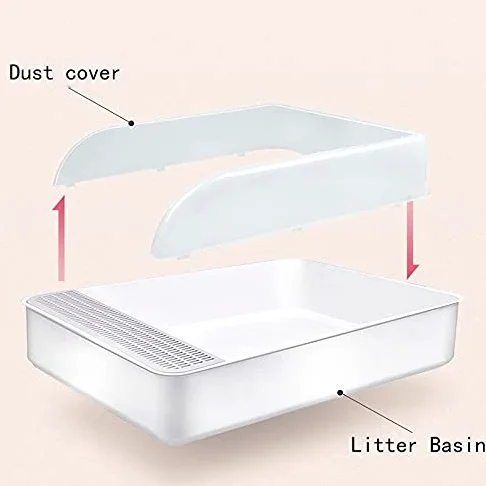 Cajas de Arena Caja de arena de gato para mascotas Semi-incluido con cubierta extraíble para salpicaduras de plástico para chapoteo inodoro con scoop gato bandejas de bastidores suministros para masco