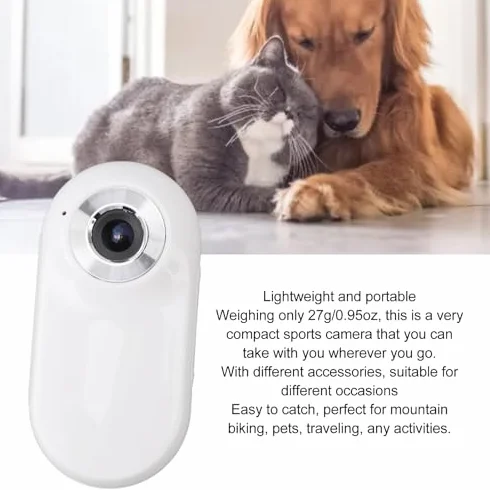 Cámara para Collar de Mascotas HD 1080P, Pantalla LCD de 0,96 Pulgadas, Vídeo de 5 Minutos, para Gatos y Perros, Material ABS