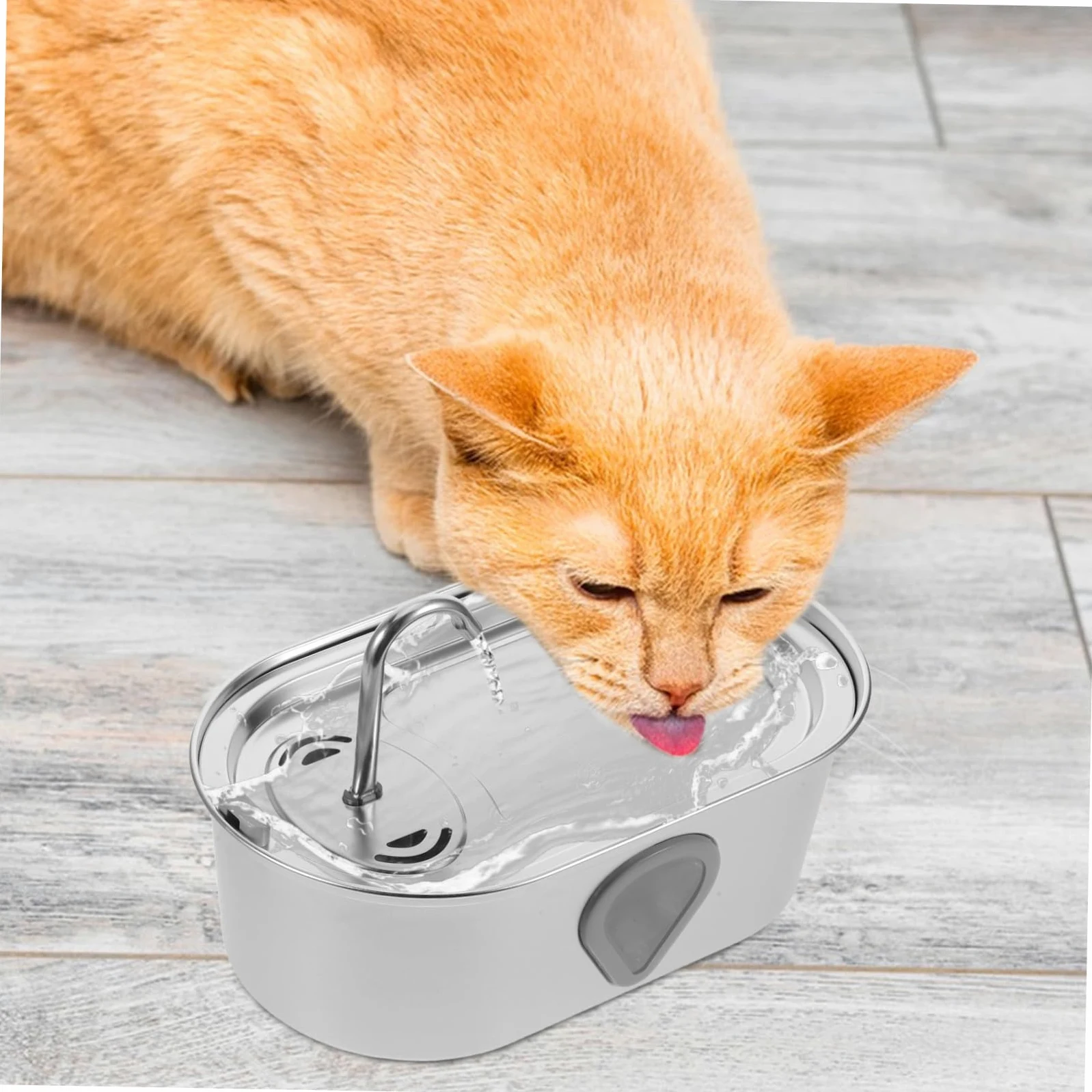 Dispensador De Agua para Gatos Pequeños Bebedero Automático para Perros Y Gatos Color Plateado