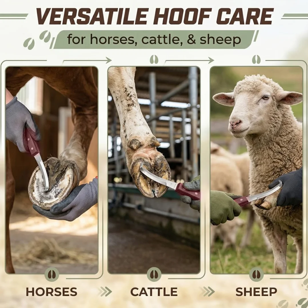 Herramienta para Recortar Pezuñas para Caballo, raspador de pezuñas de 22.5 cm diestros, Cuchilla de Doble Filo, Cuchillo para Pezuñas, para el Uso del Caballo de Ganado, ovinos