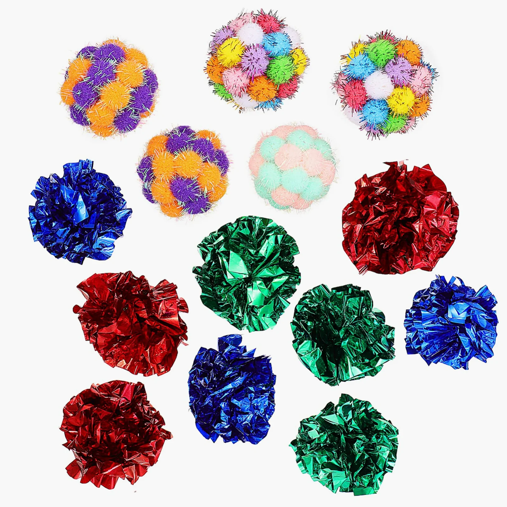 Happyyami 125piezas De Juguete para Gatos Bolas De Crinkle Interactivas con Sonido Juguetes De Felpa Coloridos para Gatitos y Gatos Interiores