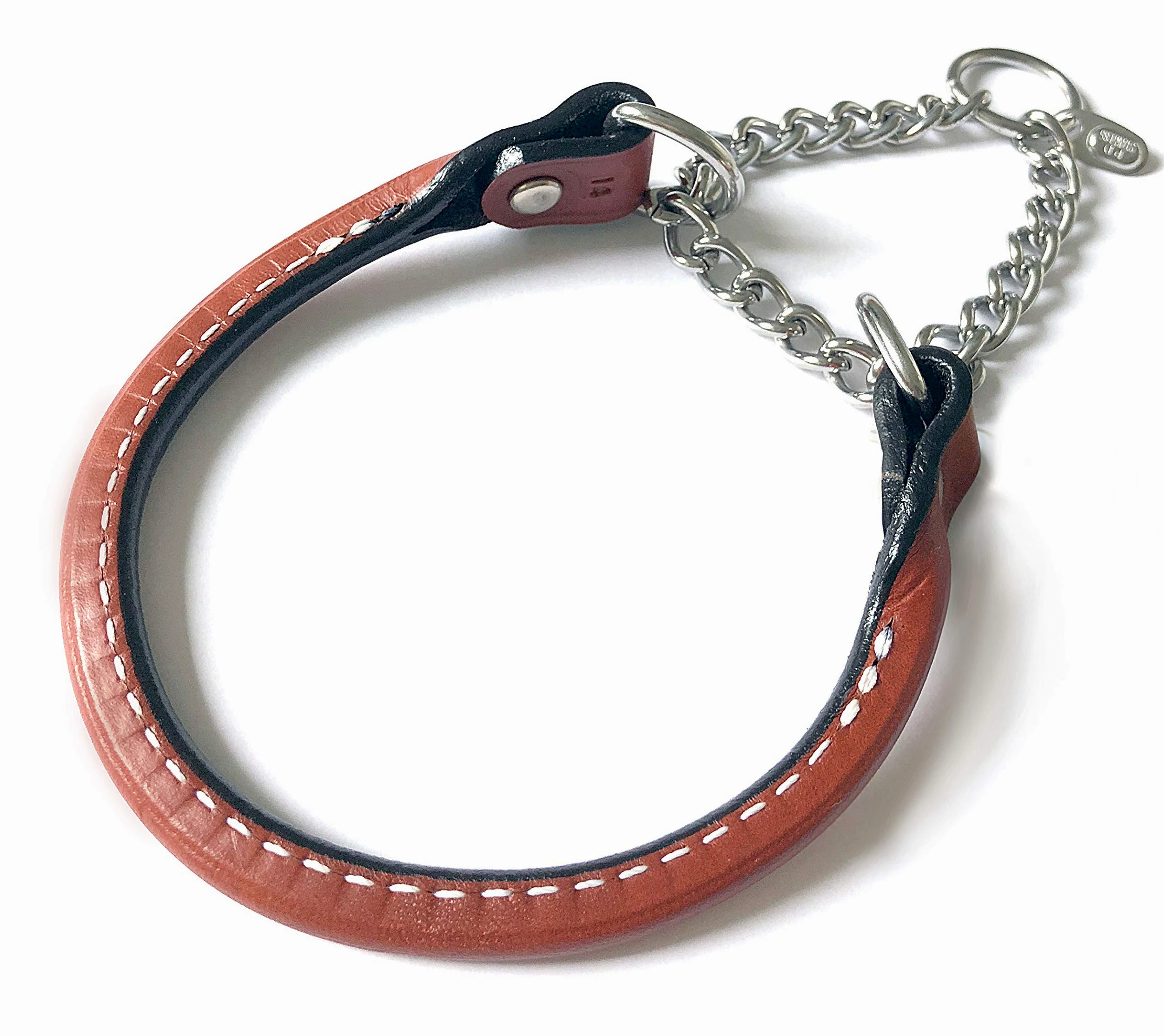 Auburn Leathercrafters Rolled Leather Martingale Dog Collar - 1x20 Tan by Auburn Leathercrafters