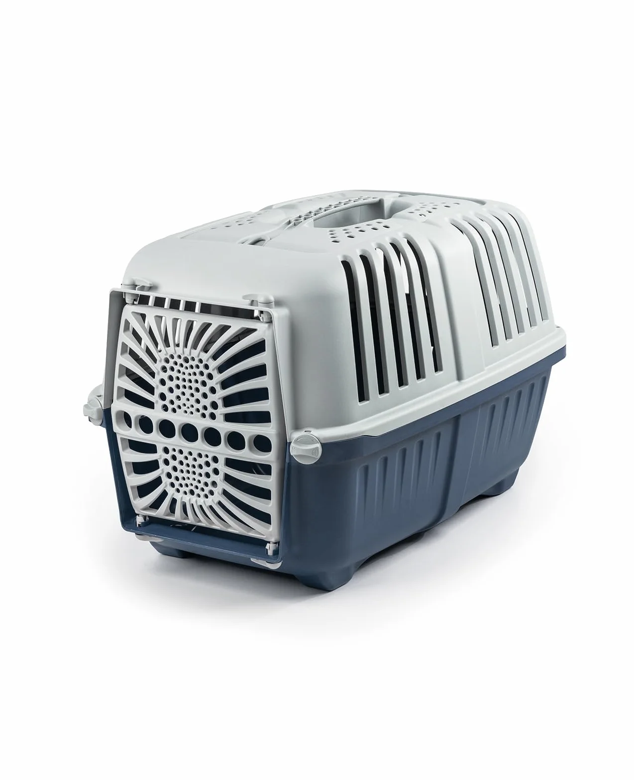 lionto Caja de Transporte de plástico Reciclado para Perros y Gatos, Caja de Transporte para Mascotas, 55x36x36 cm, Azul Oscuro