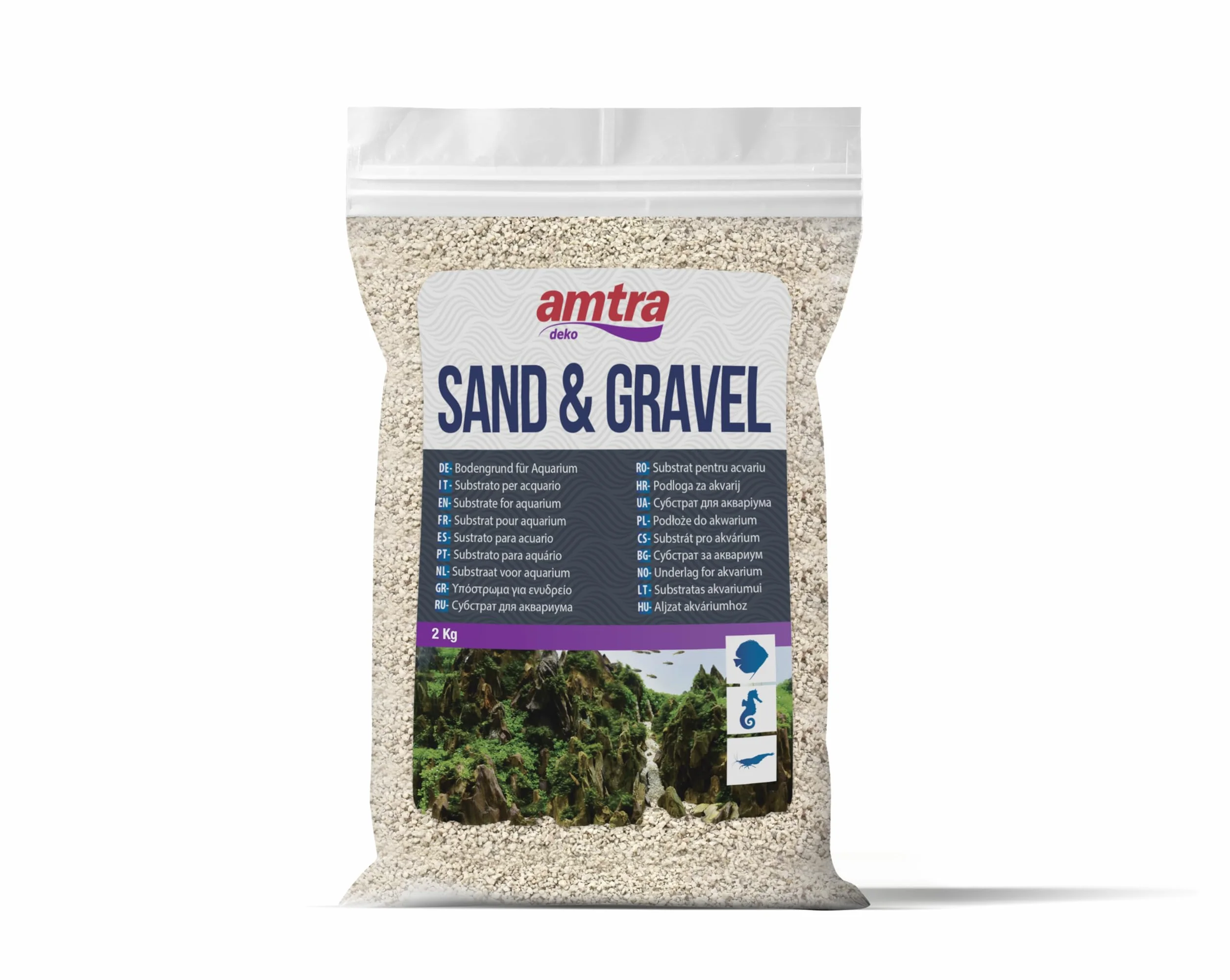 Amtra Cuarzo Blanco Marfil Arena de Acuario de Cuarzo Blanco Fino, Para Agua Dulce o Salada, Granos de 1-3 mm, Cantidad 2 kg