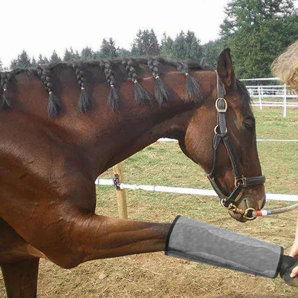 Botas De Malla contra Moscas para Caballo 4 Piezas Botas De Caballo De Malla Transpirable Envolturas Protectoras para Patas De Caballo Leggings De Caballo para Prevenir Moscas