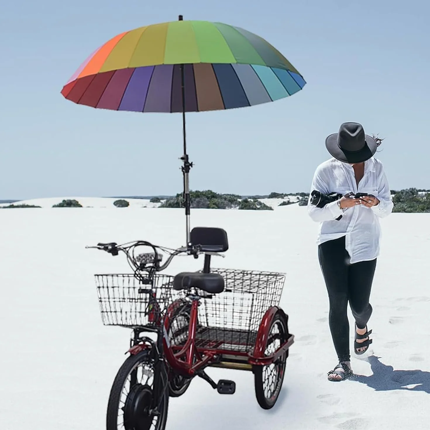 Soporte de Paraguas Telescópico 360° Ajustable Negro para Bicicleta