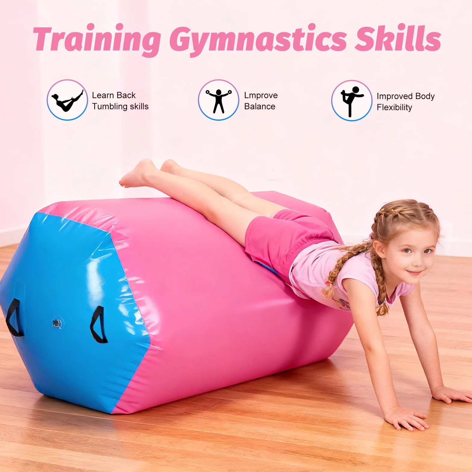 Rodillo de Aire para Gimnasia con Bomba Eléctrica, Esterilla Yoga Air Track 90x70cm