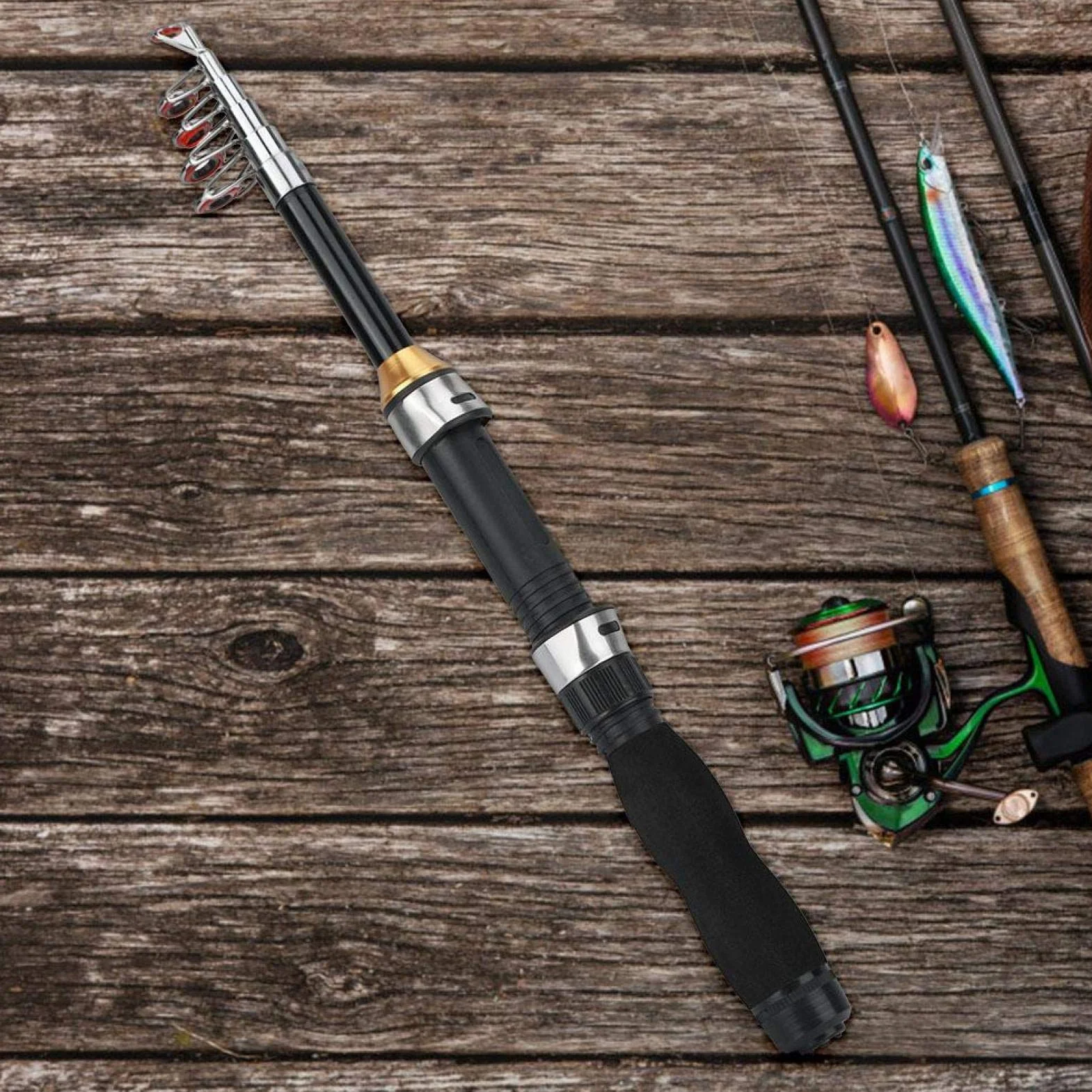 Bnineteenteam Mini Caña de Pescar 1.5 m Hielo Vidrio 2-6 lbs