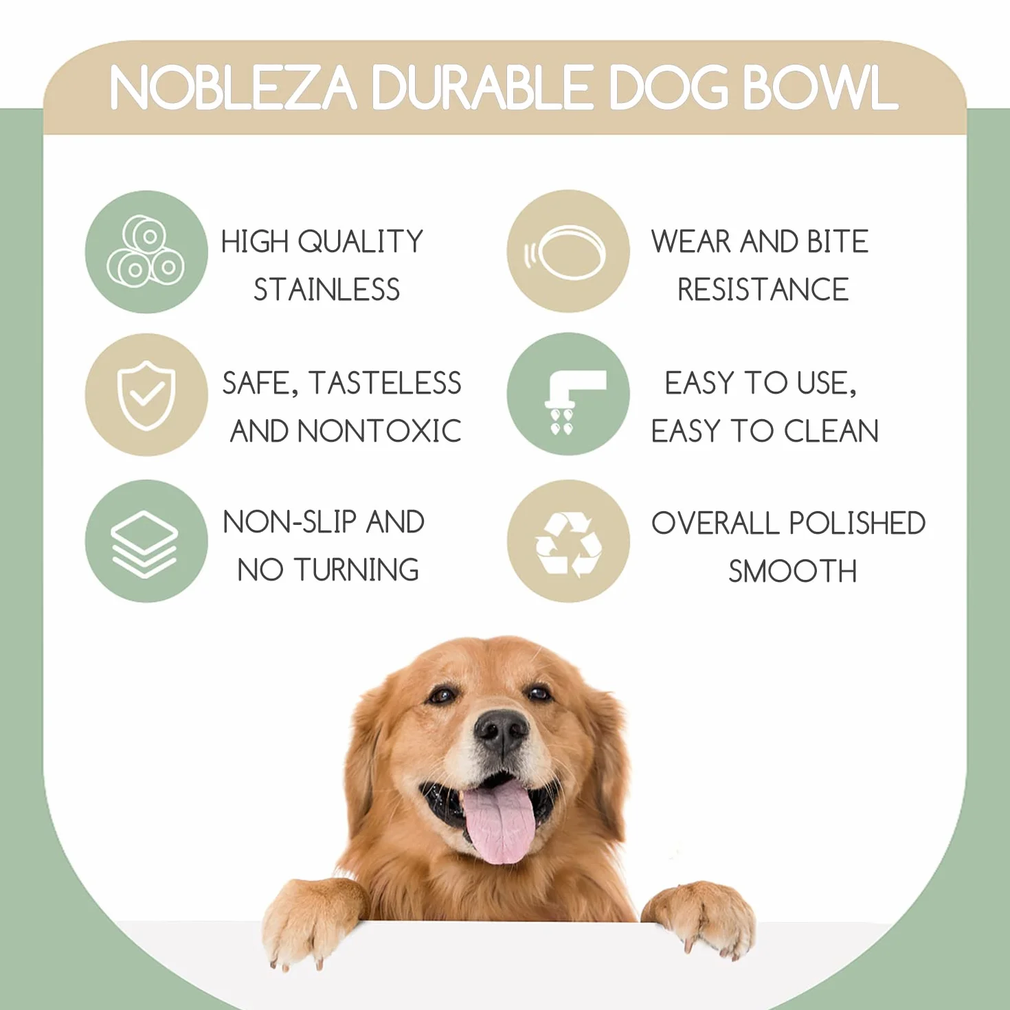 Nobleza - 2 Unidades Cuenco para Perros de Acero Inoxidable， Perros Antideslizante Tazón， Cuenco para Mascotas De Acero Inoxidable con Base De Goma Antideslizante para Perros Medianos/Grandes 22.5 CM