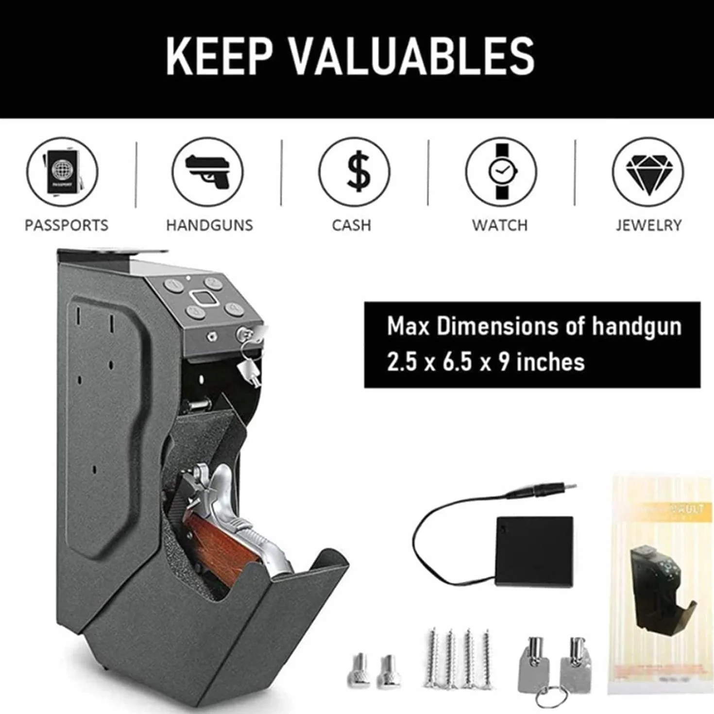 Caja Fuerte para Armas de Seguridad Acero, para Pistola y Objetos de Valor