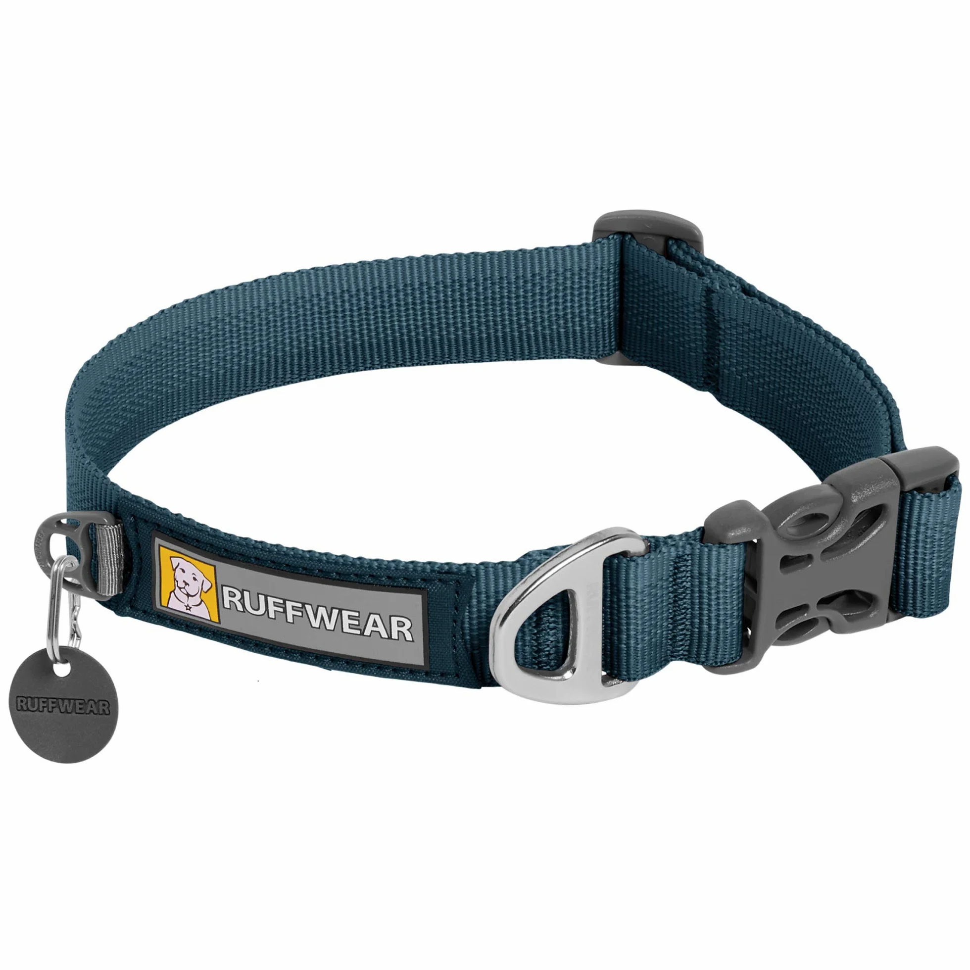 RUFFWEAR Collar de Perro, Front Range Collar, Resistente Correa Tubelok, Anillo de fijación de Aluminio y Hebilla de Apertura Lateral, Elegante y Duradero, Blue Moon, Medium, 36-51 cm