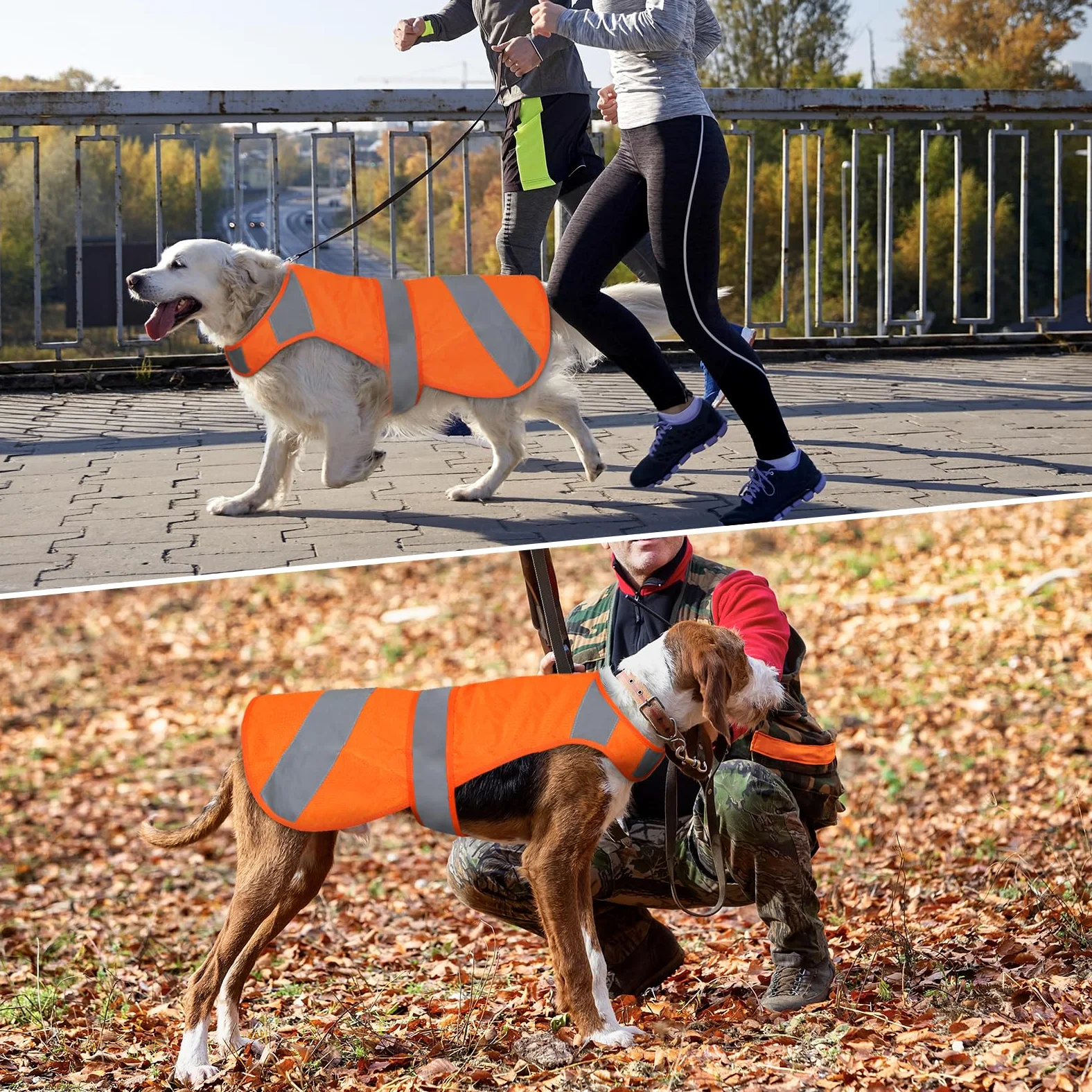 Chaleco naranja para perro, seguridad de alta visibilidad, chaleco de caza para perros, chaqueta suave ajustable, chaleco reflectante para perros pequeños, medianos y grandes