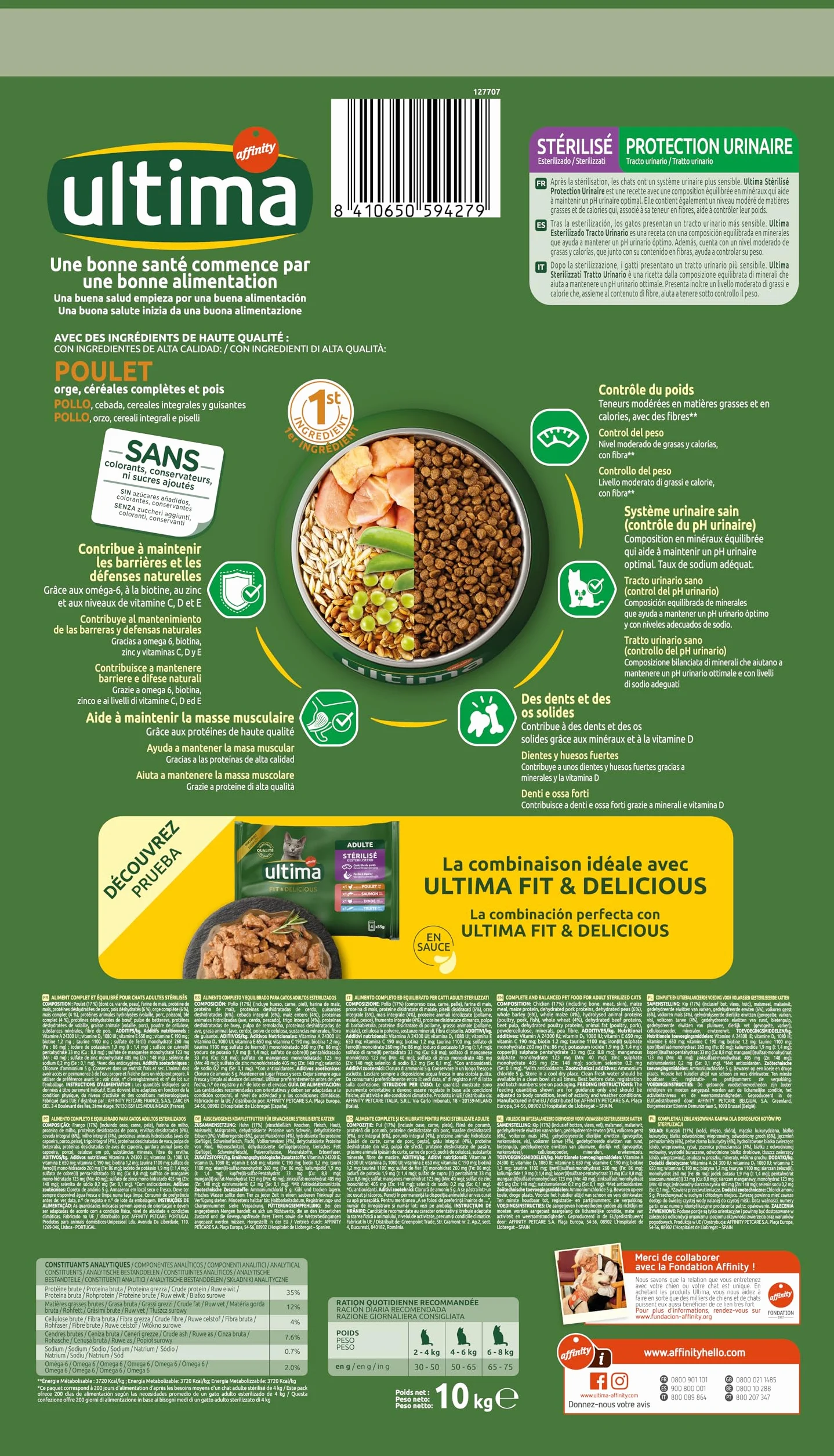 Ultima Esterilizado Tracto Urinario - Pienso para Gatos Esterilizados con Pollo -10kg