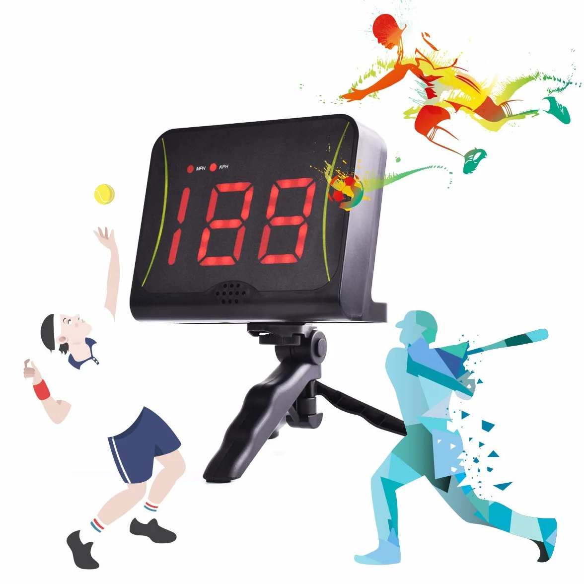 Radar de velocidad de béisbol OYE con LED rojo, medición MPH y KPH para hockey, fútbol