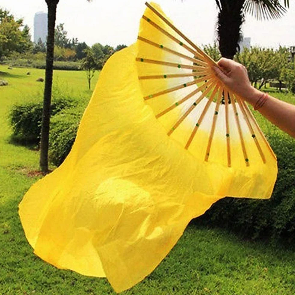 Abanicos largos de seda de bambú para danza del vientre hechos a mano - Rosa