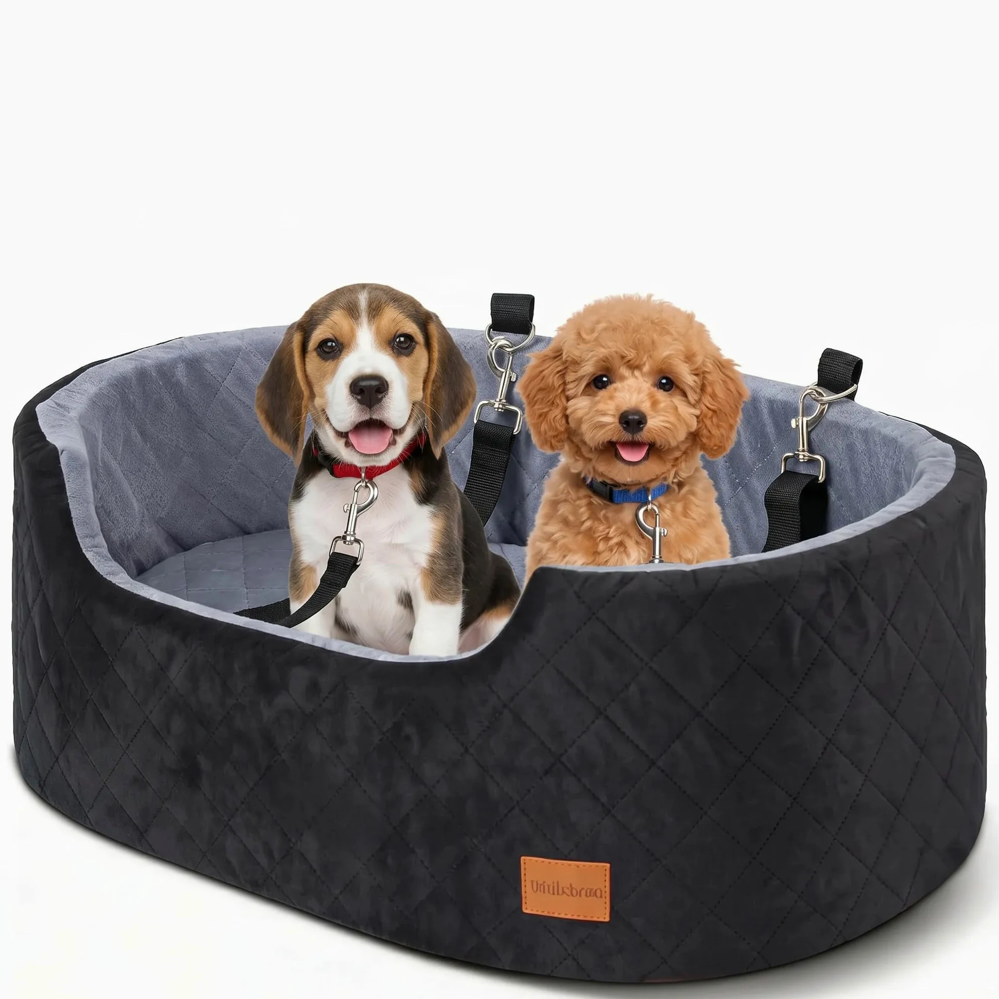 Asiento de Coche de 10 cm de Altura para Perros de Menos de 25 kg | Cojín de 70 x 42 x 10 cm, 2 correas de seguridad, asiento para coche para perros con funda extraíble y lavable