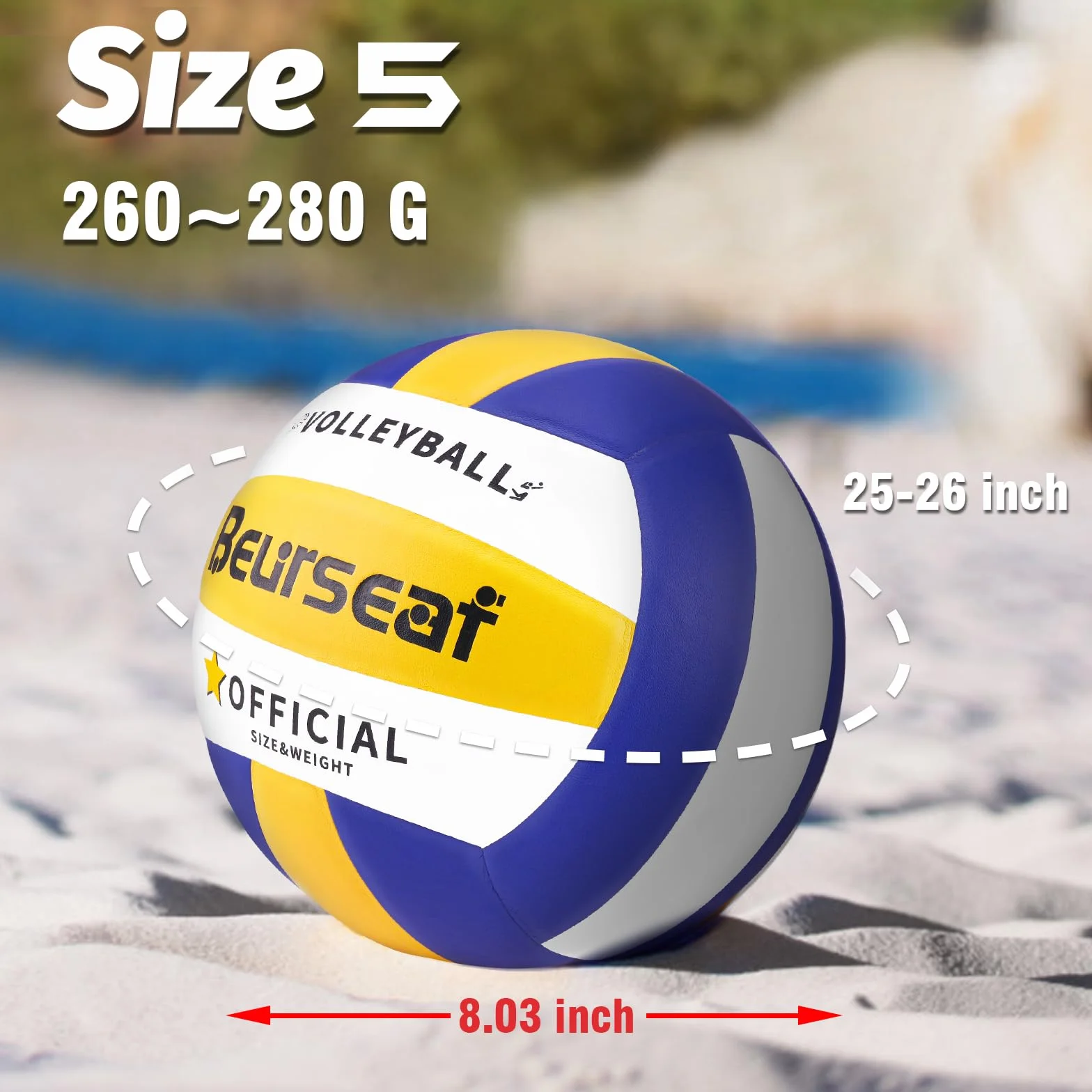 Pelota de Voleibol Oficial Talla 5 para Interior y Exterior, Voleibol de Playa Tacto Suave