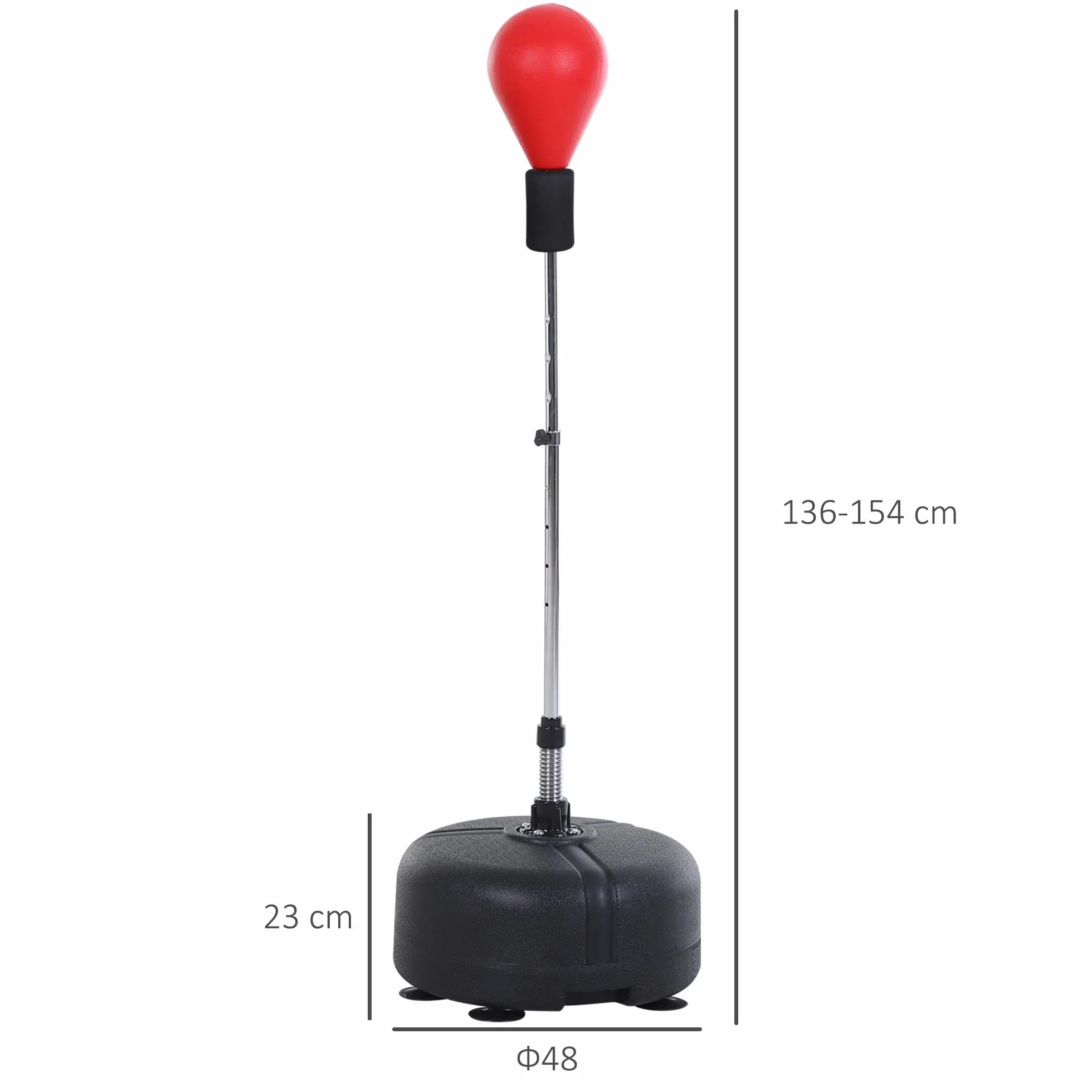 HOMCOM Saco de Boxeo de Pie Punching Ball Altura Ajustable 136-154 cm Base Rellenable Guantes Adultos Adolescentes