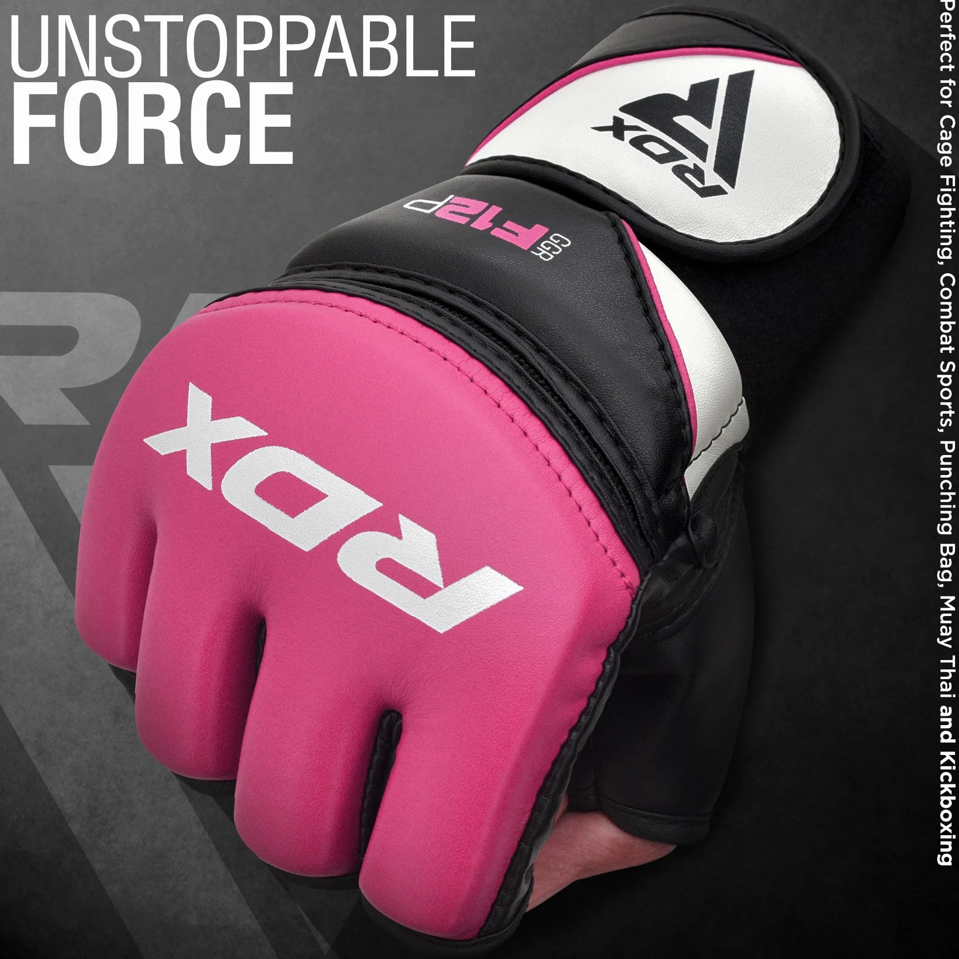 RDX Guantes MMA Maya Hide Cuero Abierto Palma Entrenamiento