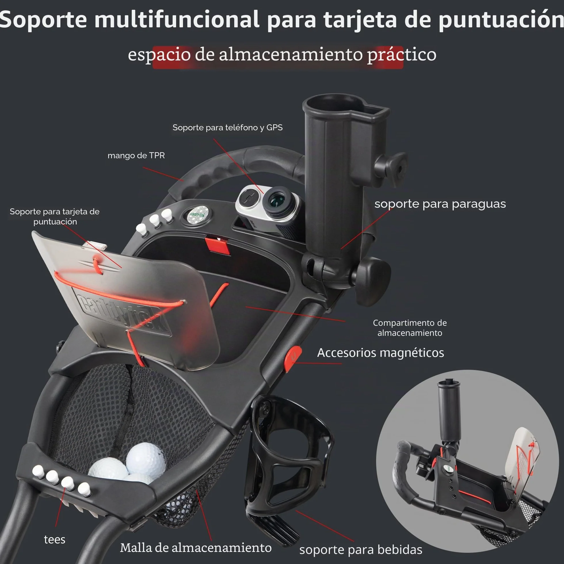 CaddyTek Caddylite 15.3 V2 Carrito de Golf Plegable Ligero 3 Colores