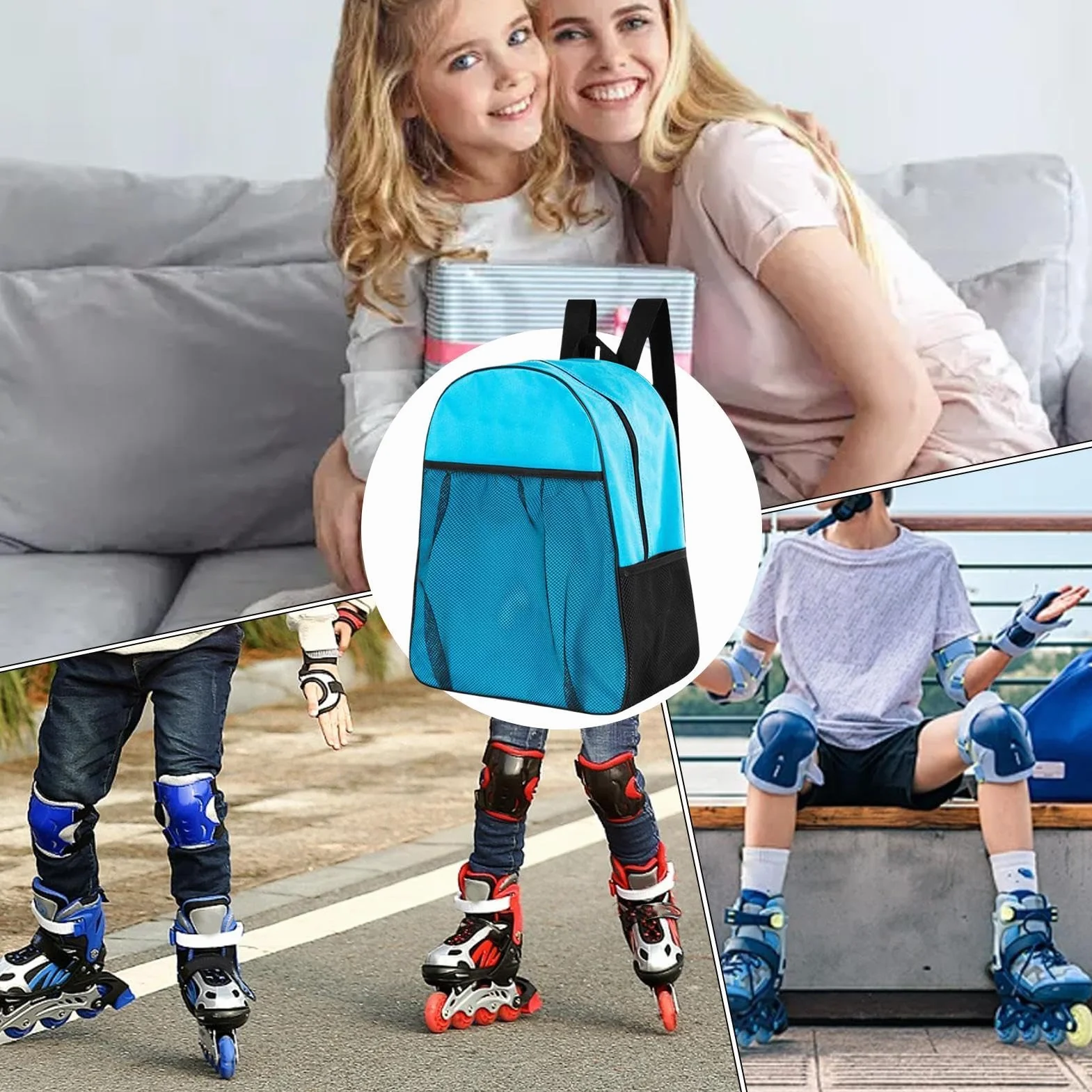 Mochila de almacenamiento para patines de hielo impermeable portátil multifuncional