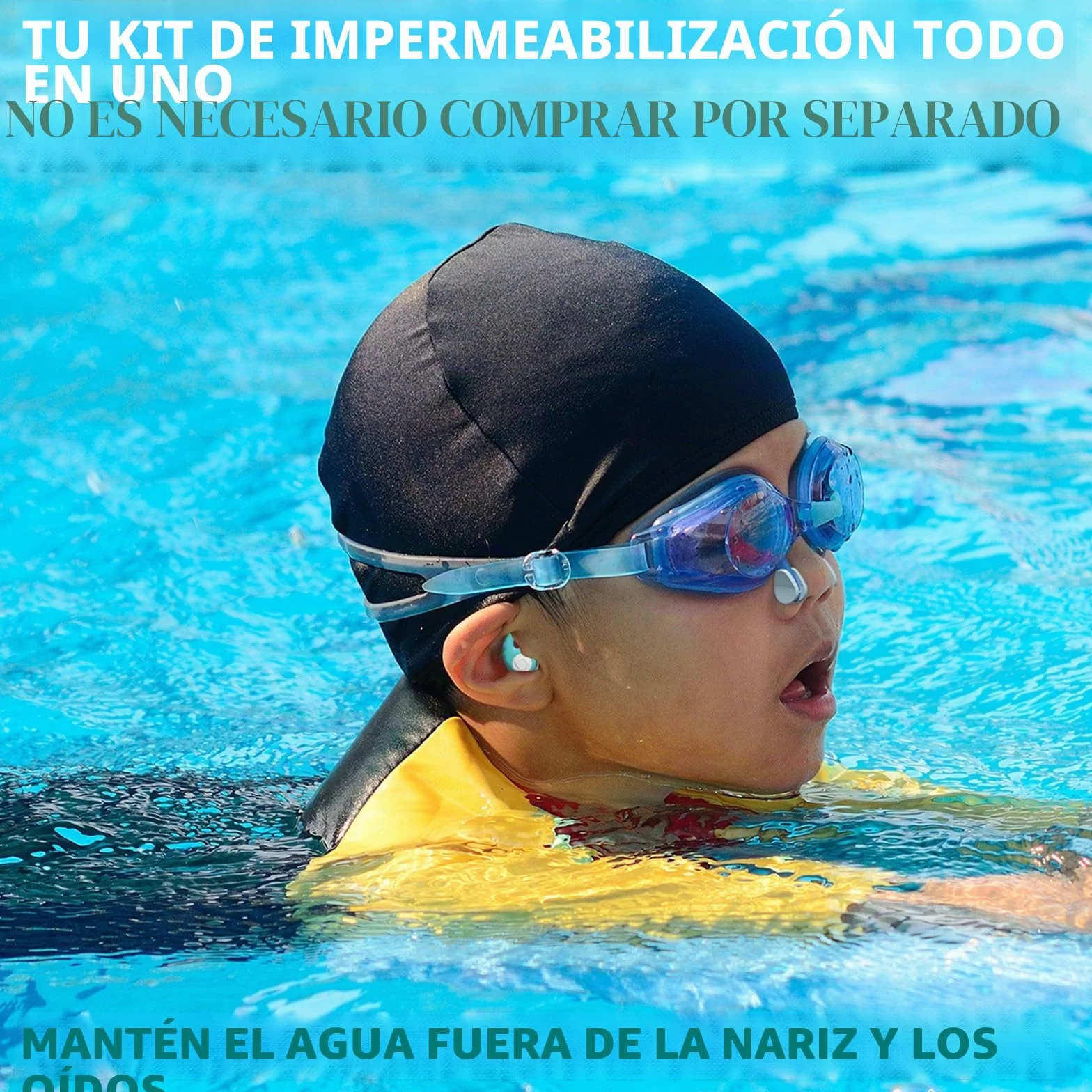Pinza Nariz Natación Silicona Impermeable + Tapones Oídos Para Niños y Adultos – Accesorios Piscina con Caja Almacenamiento Reutilizable