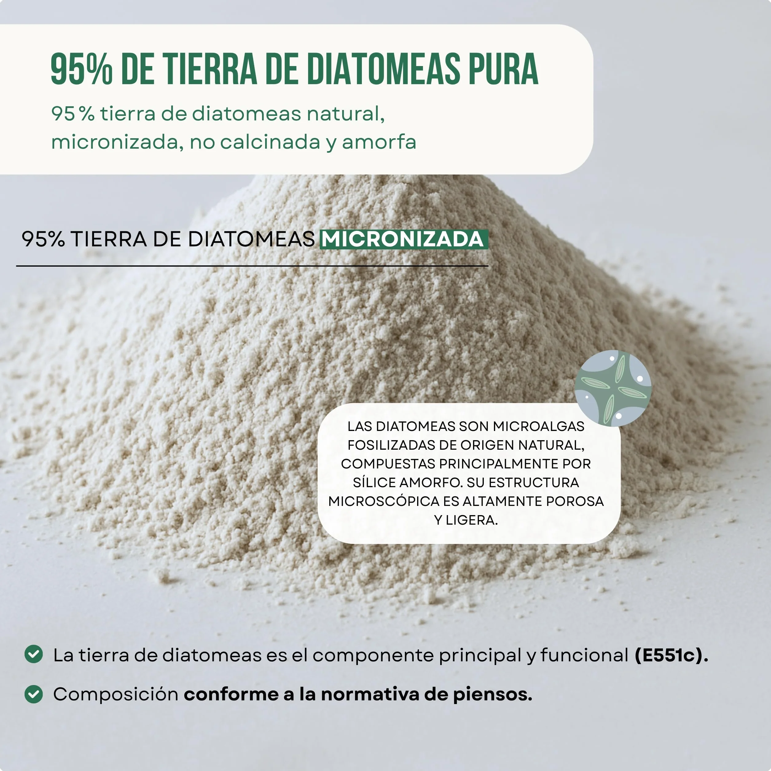 ECO Tierra de Diatomeas® Micronizada 5kg+1kg – Complemento mineral a base de Tierra de Diatomeas, Sin Calcinar, para Alimentación Animal – Seguridad, Calidad y Compromiso desde 2015