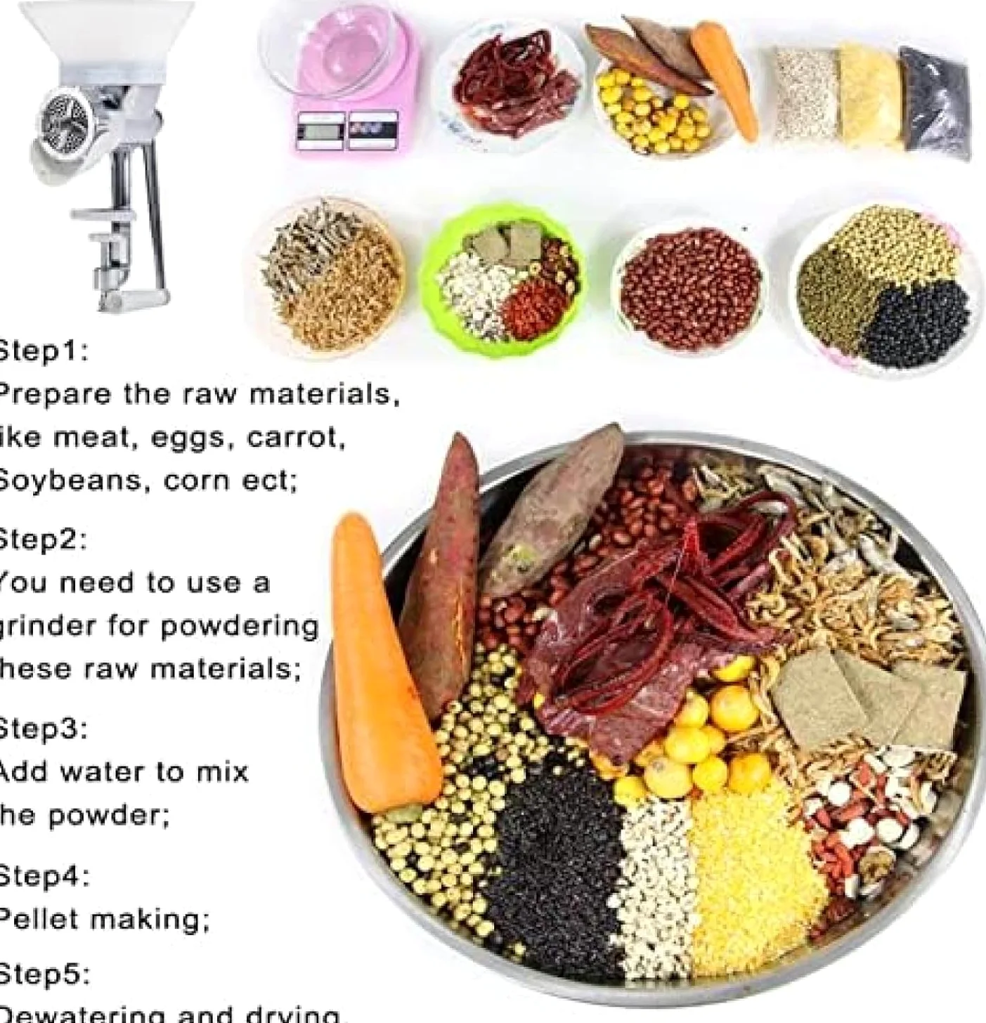 Máquina de pellets de alimentación para mascotas, para perros, gatos y pájaros con moldes de 1,5 a 10 mm, 30-50 kg/h, uso doméstico, producción de piensos para animales