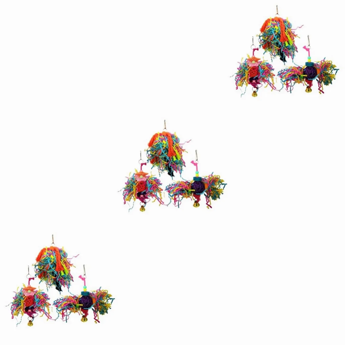 Angoily 9 Piezas Juguetes cacatúa Loro Hamaca Campana Juguetes Juego de Madera Juguete de Jaula de pájaro pequeñas Herramientas de Aves Bolas de Seda de Loro morder Juego de 3 Piezas Bambú
